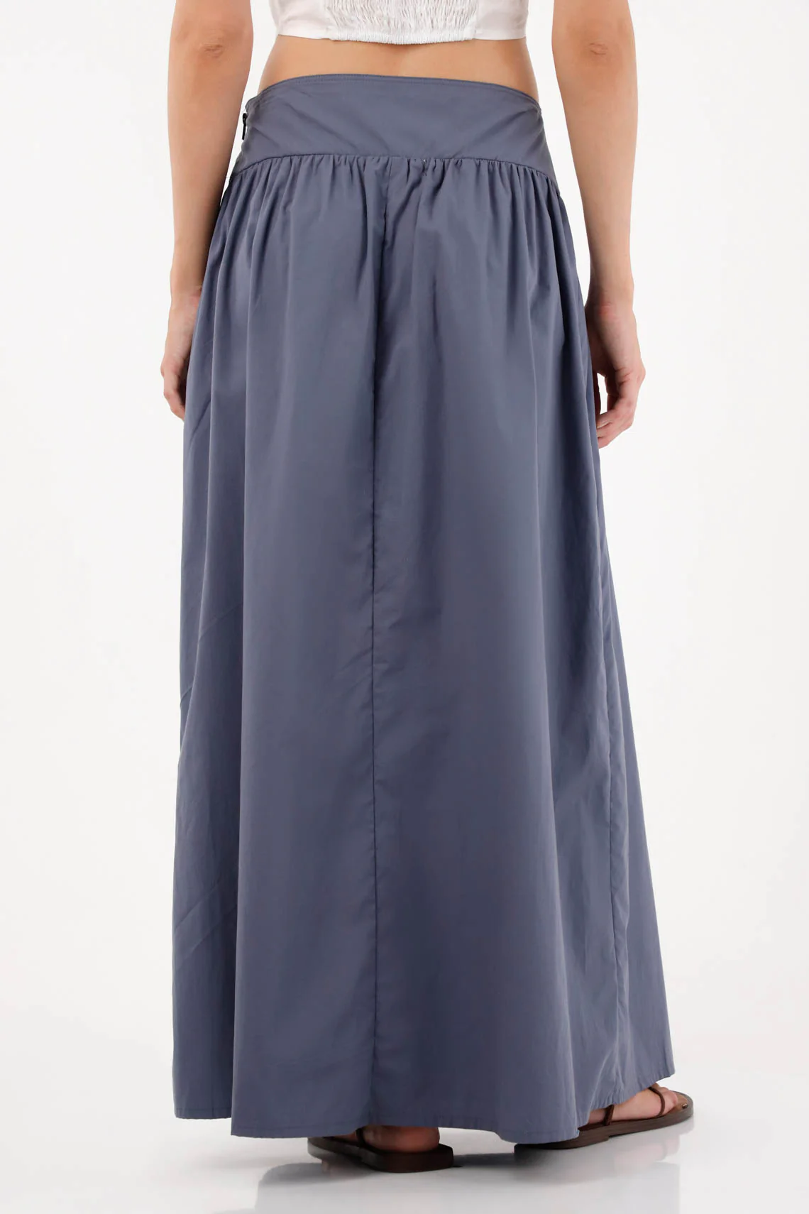 Long skirt with front slits gray for women - Image 4
