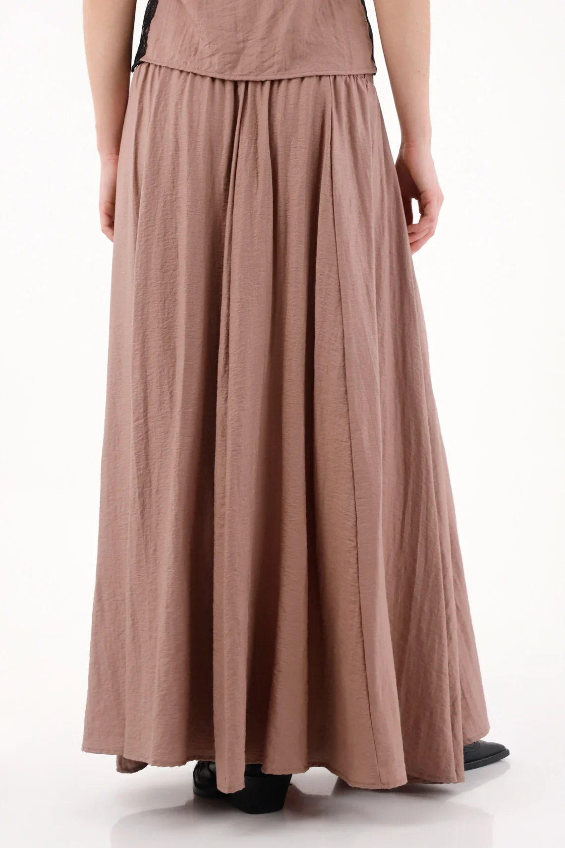 Long Satin Skirt in Brown for Women - Image 4
