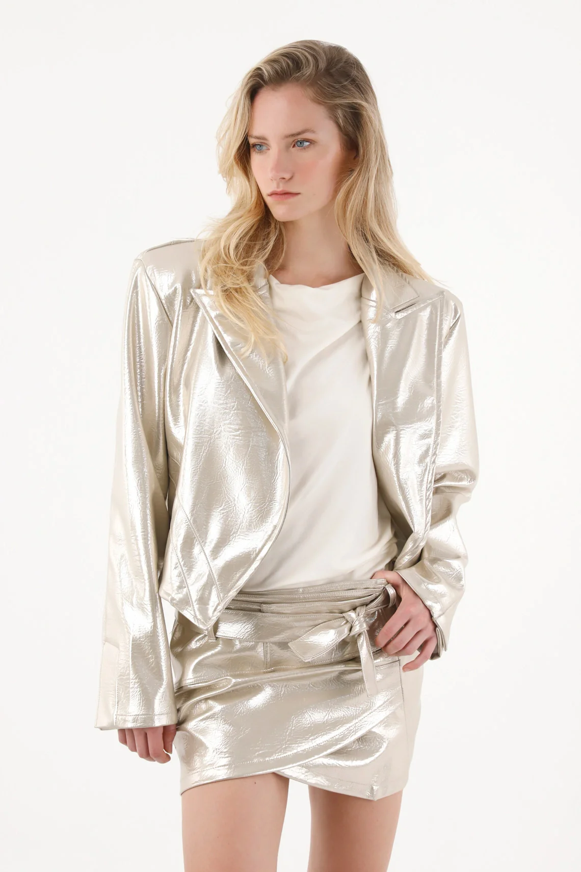 Short Shiny Faux Leather Skirt for Women