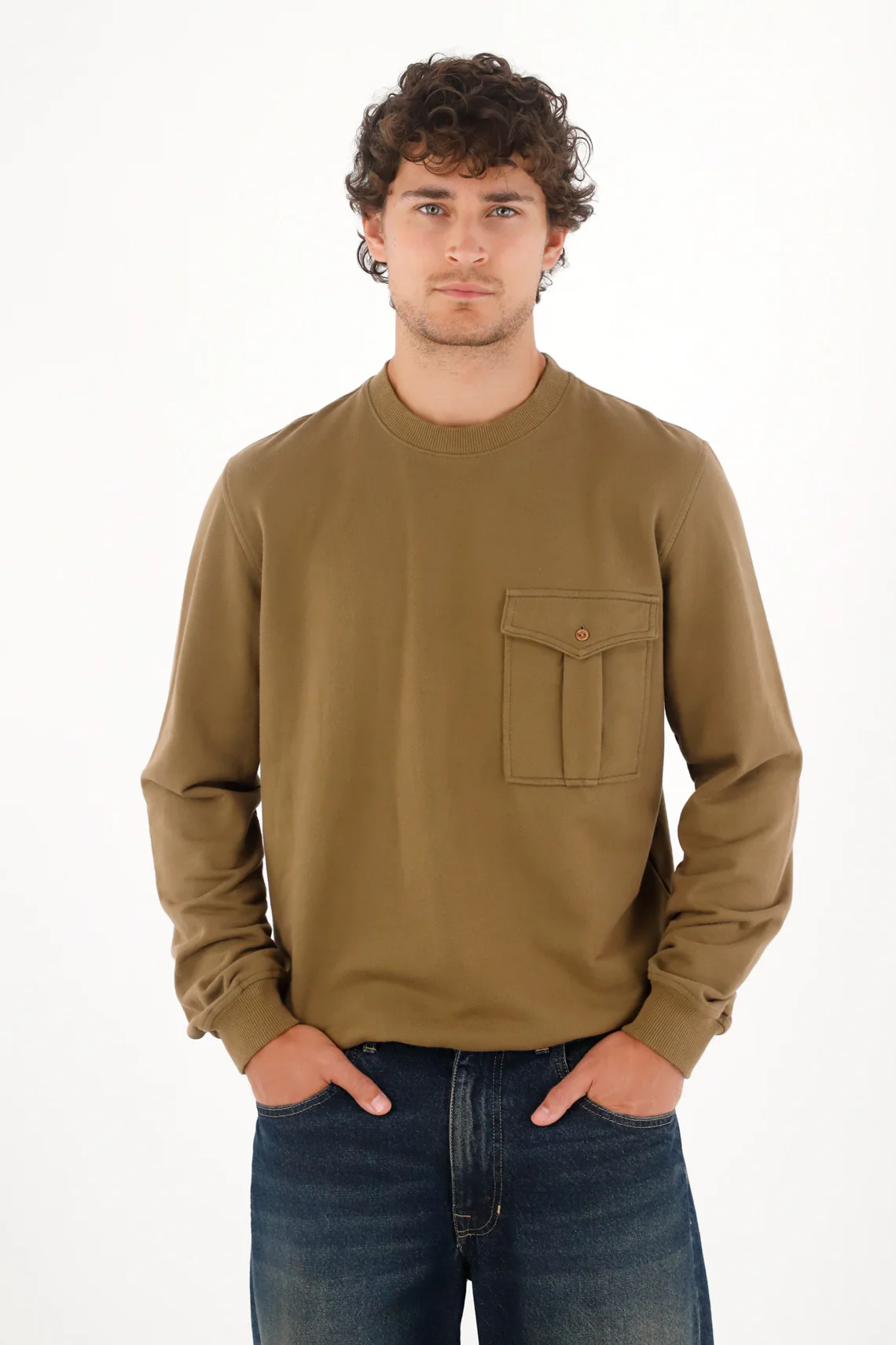 Sweatshirt with Brown Pocket for Men