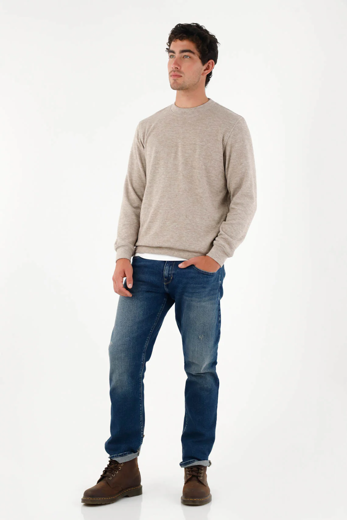 Brown Closed Sweatshirt for Men - Image 2