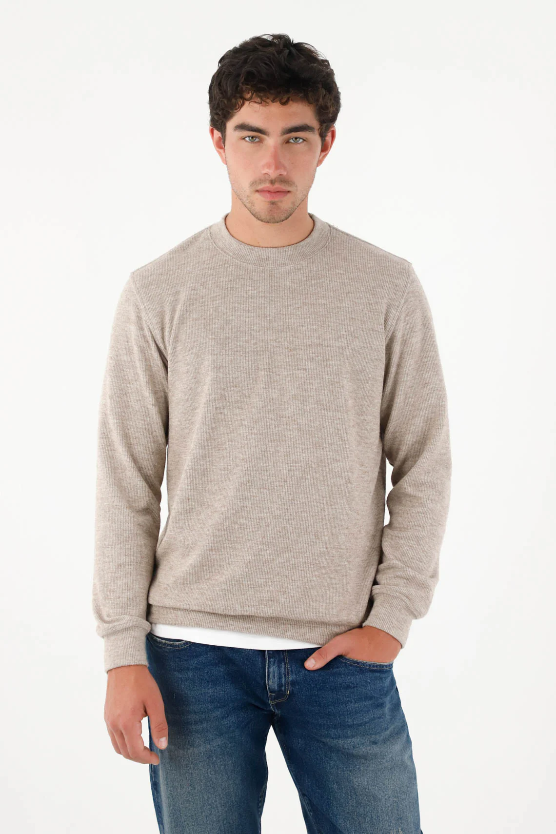 Brown Closed Sweatshirt for Men - Image 3