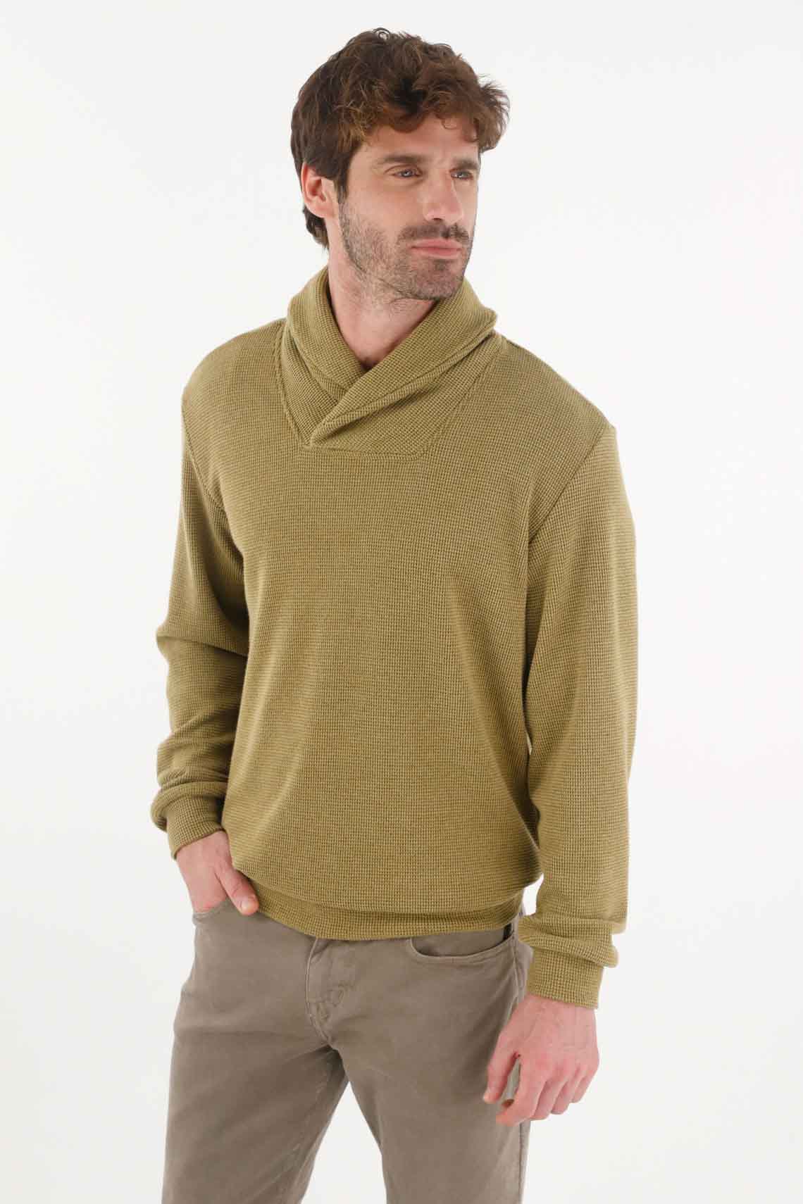 Green Cross Neck Sweatshirt for Men