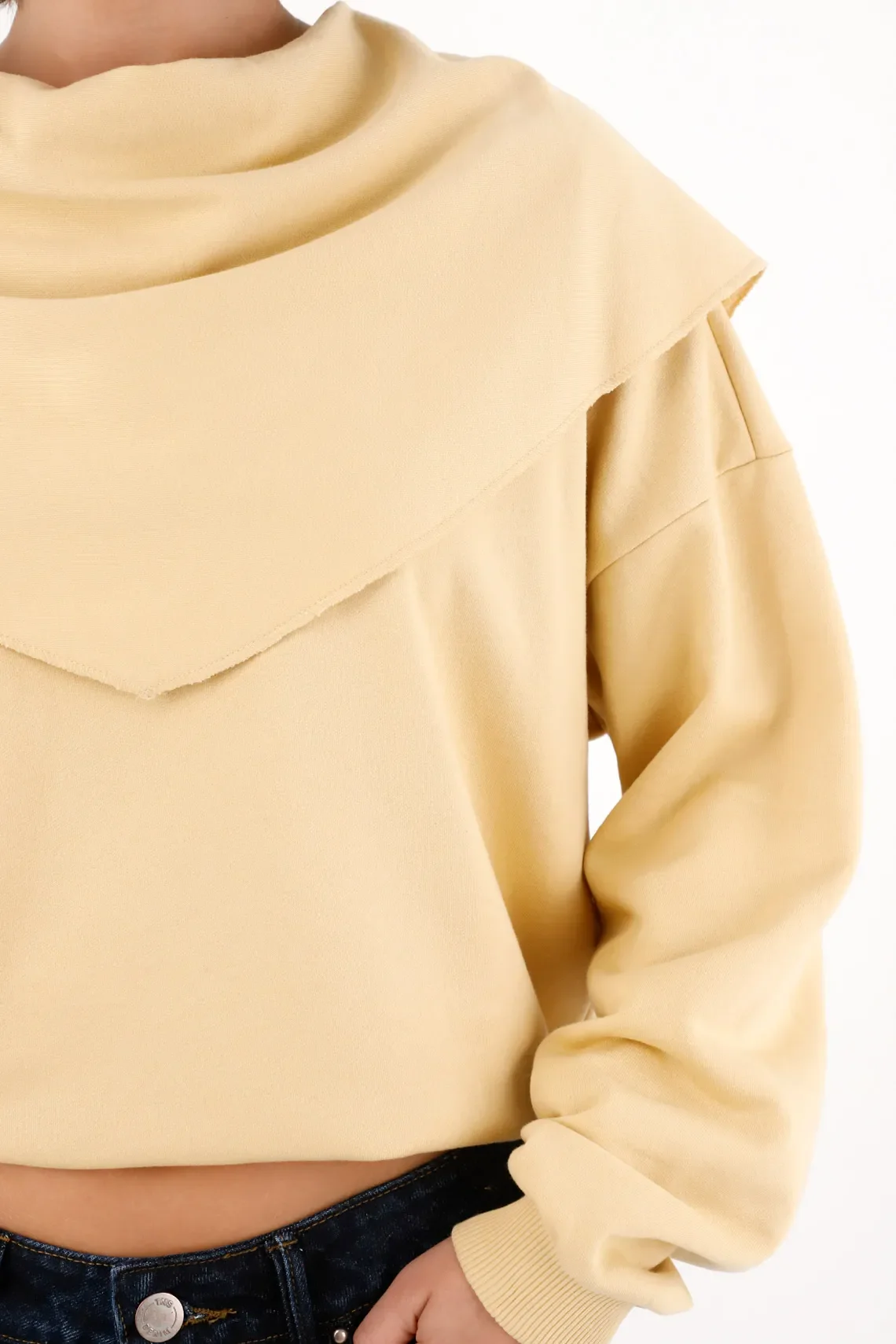 Sweatshirt with draped collar in brown for Women - Image 3