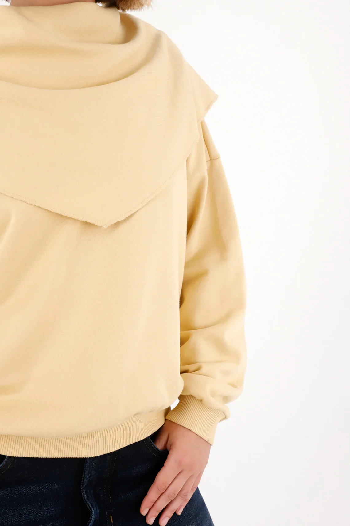 Sweatshirt with draped collar in brown for Women - Image 4