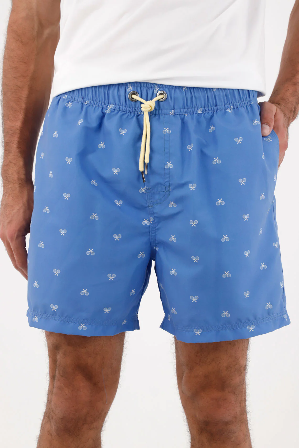Men's Blue Polyester Swim Trunks with Regular Fit and Micro Racquet Print - Image 2