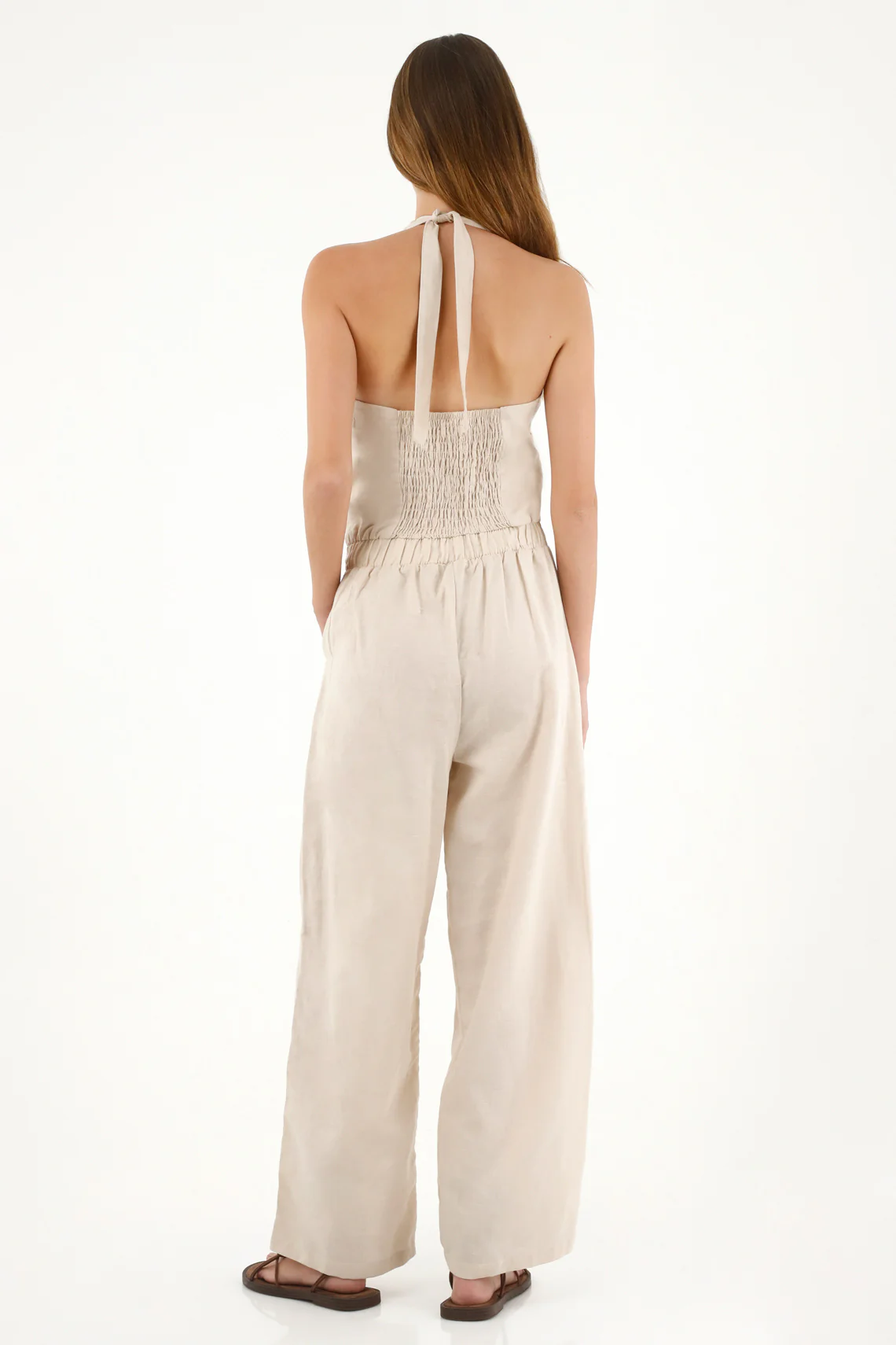 Women's Cream Wide Leg Jumpsuit - Image 4