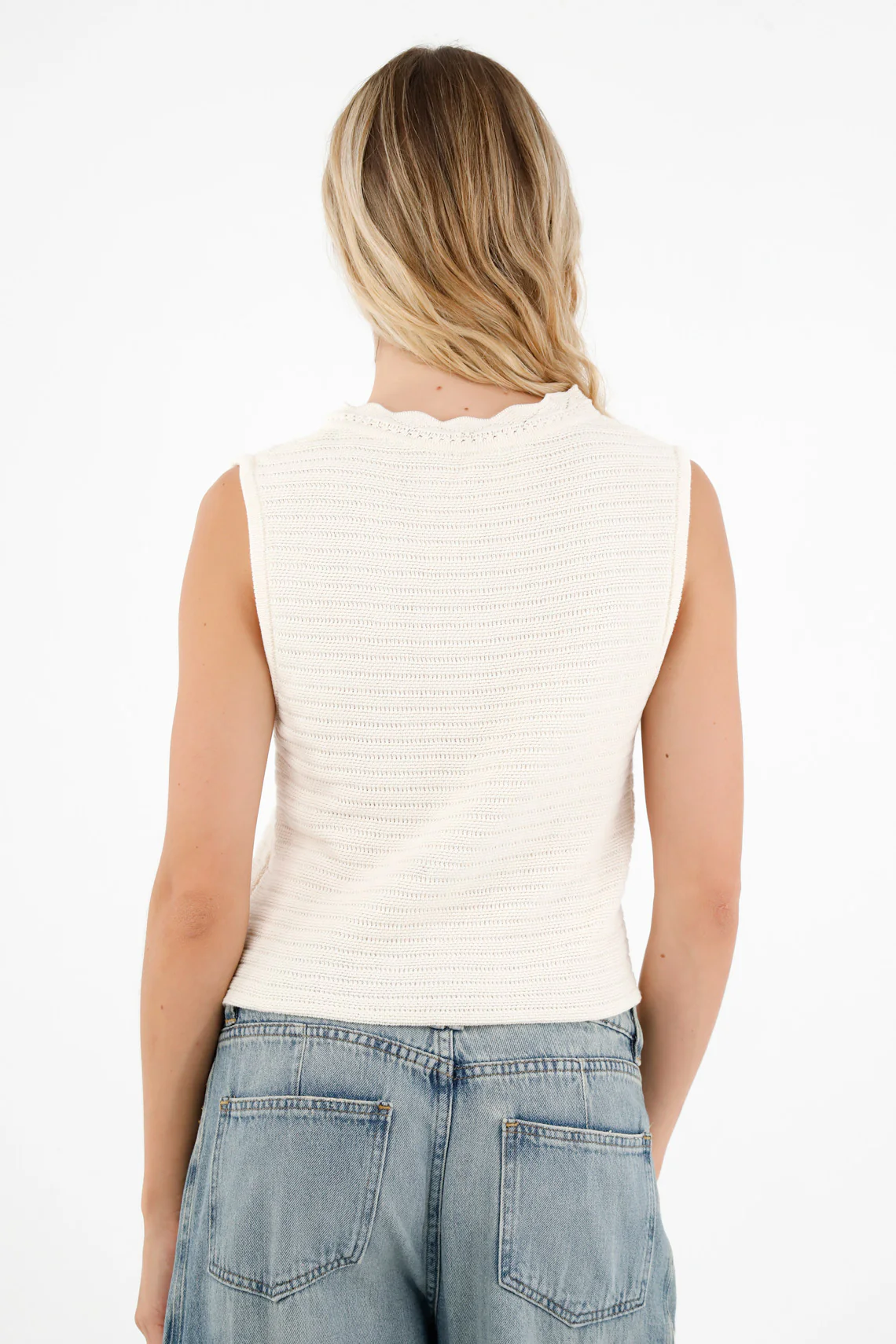 Women's Ecru Knit Vest - Image 4