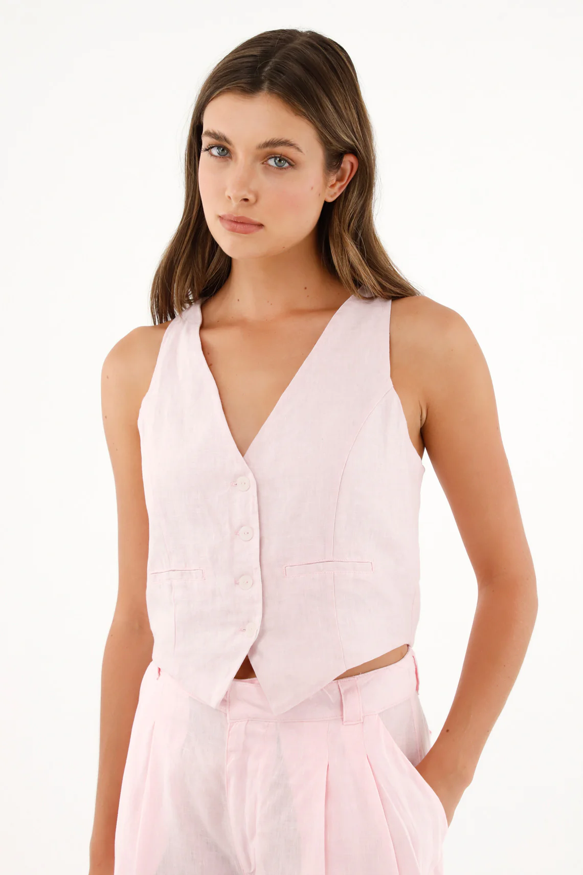 Stylish Women's Vest with Decorative Pockets