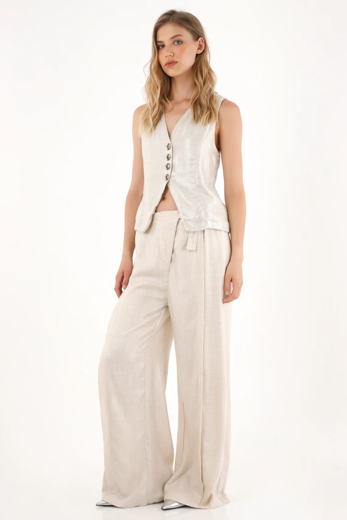 Women's Metallic Grey Vest