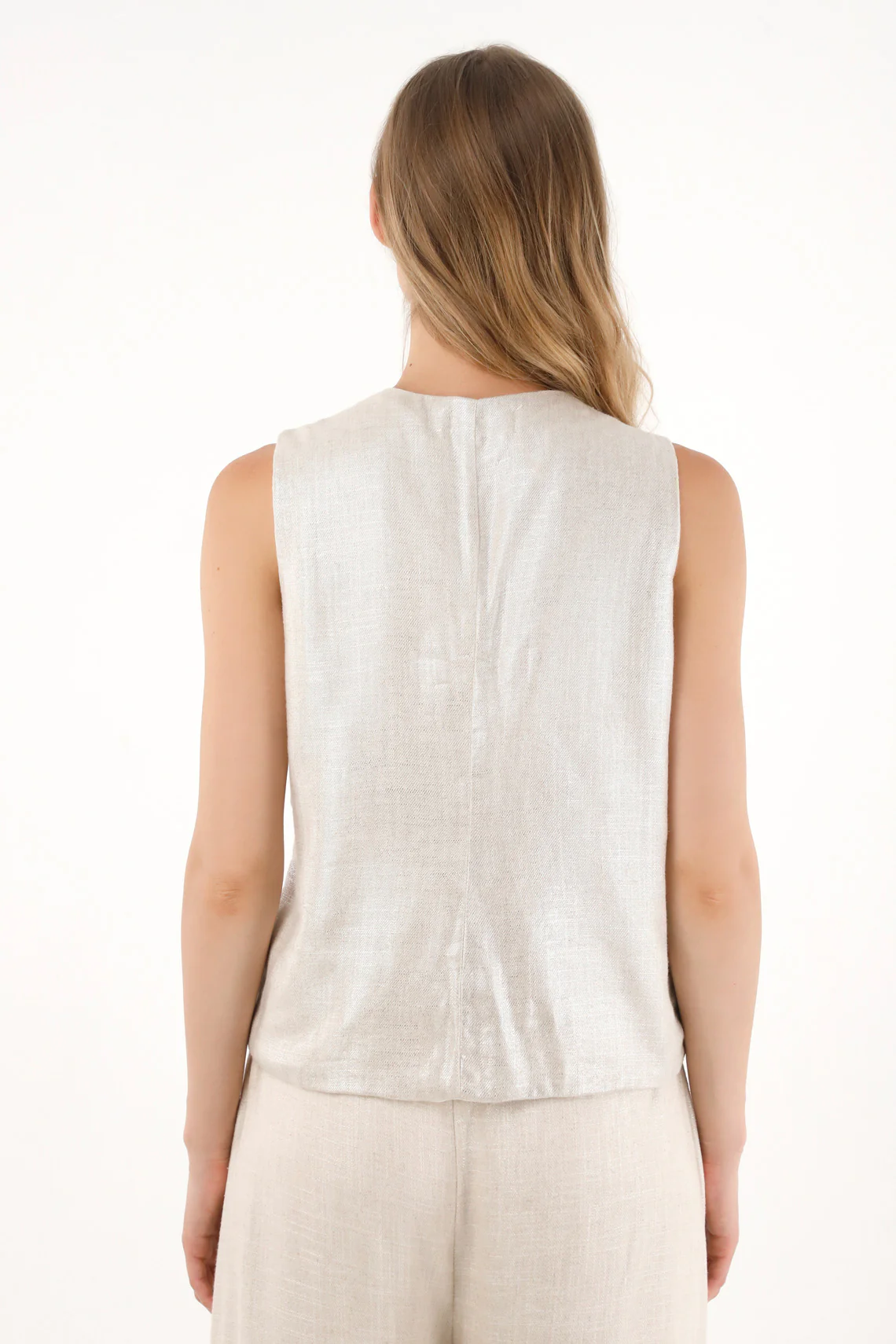 Women's Metallic Grey Vest - Image 4