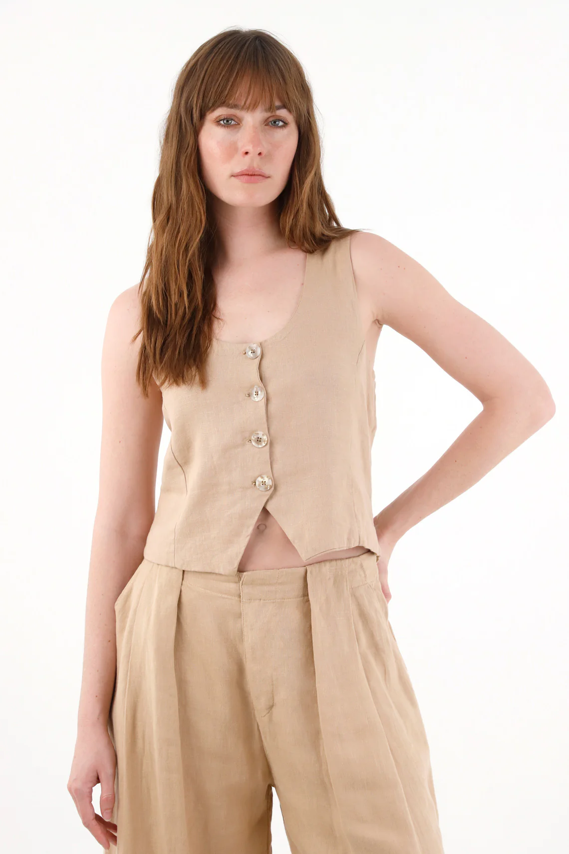 Women's 100% Linen Vest