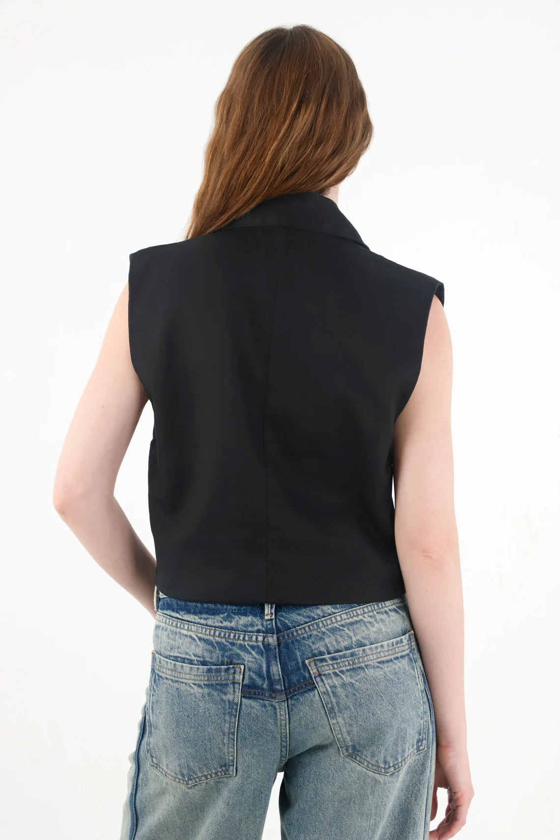 Women's Black Lapel Vest - Image 4