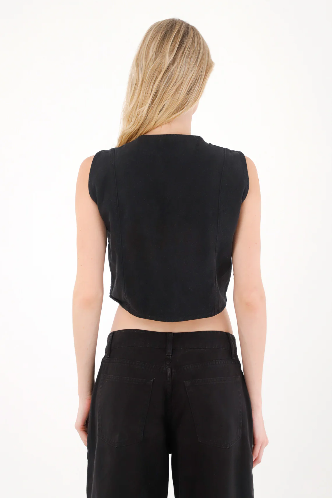 Women's Black Laser-Embroidered Vest - Image 4
