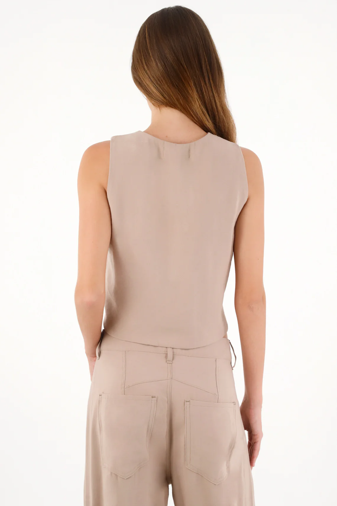 Women's V-Neck Cream Vest - Image 4
