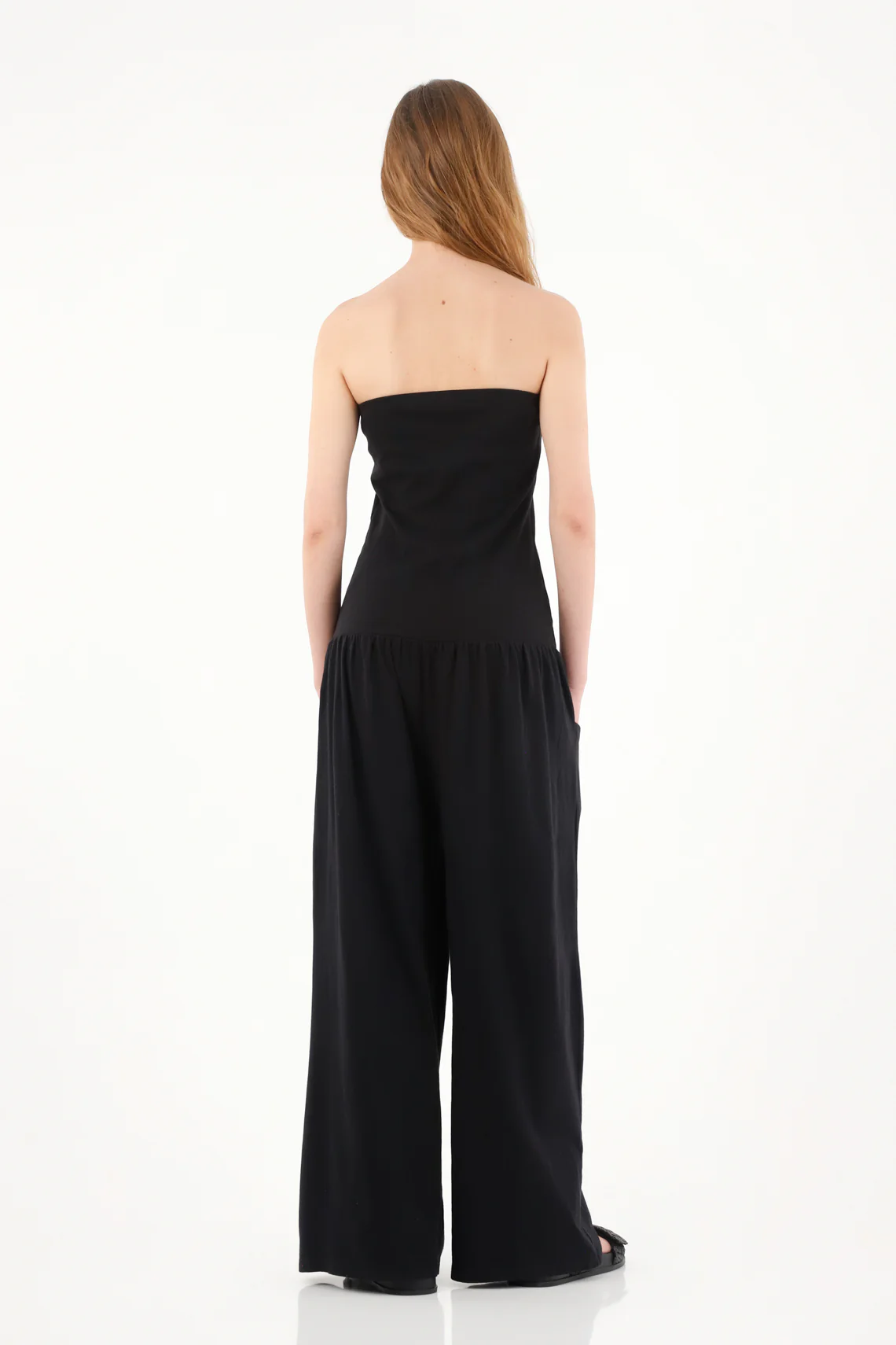 Women's Black Strapless Long Jumpsuit - Image 4