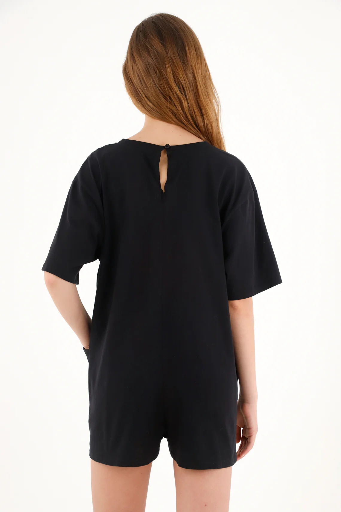 Women's Short Black Knitted Romper - Image 4