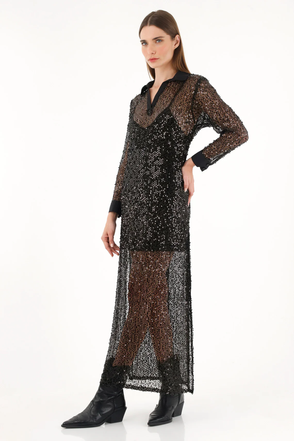 Women's Sheer and Shiny Dress - Image 2