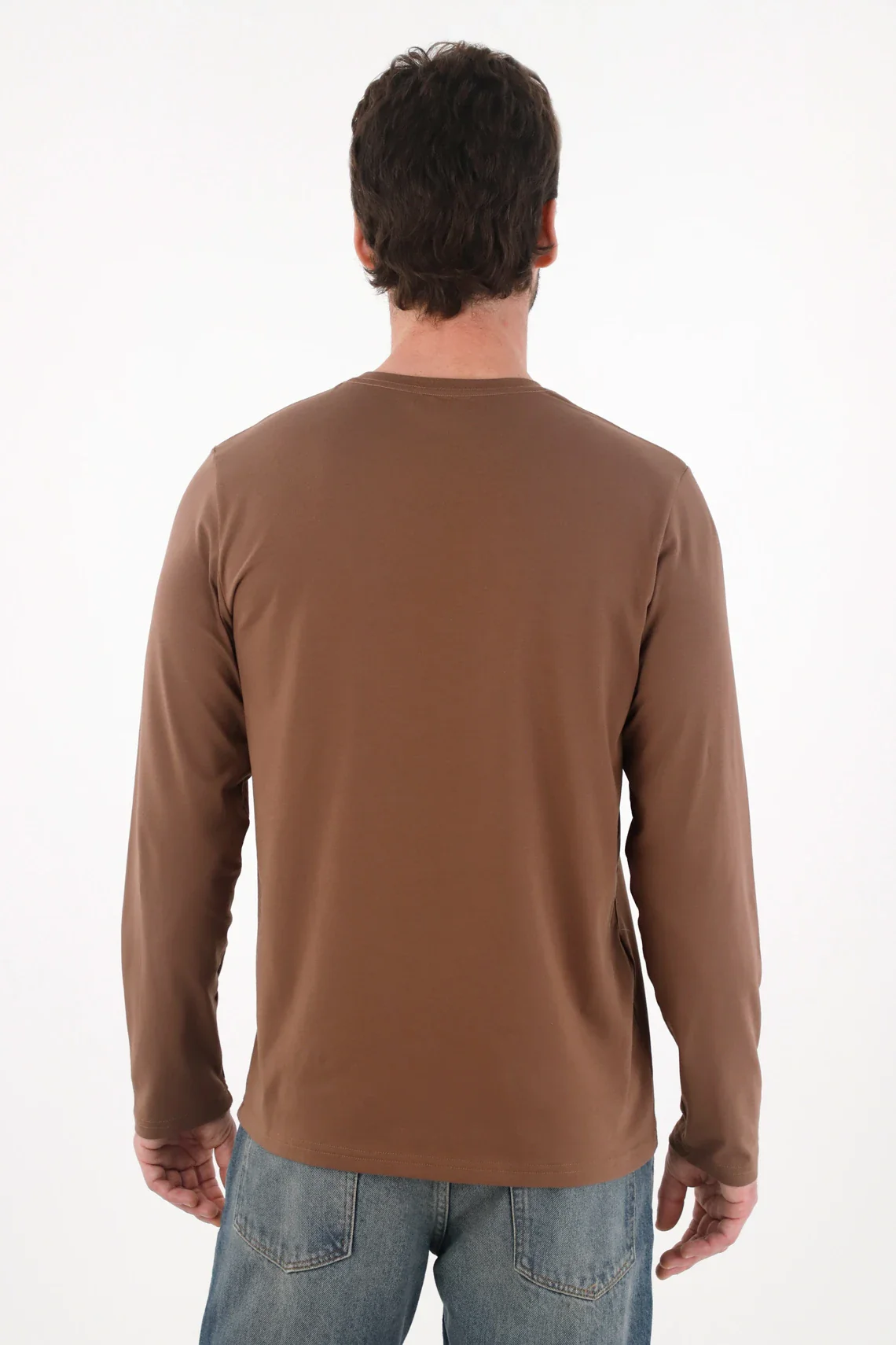 Long Sleeve Brown T-Shirt for Men - Image 4
