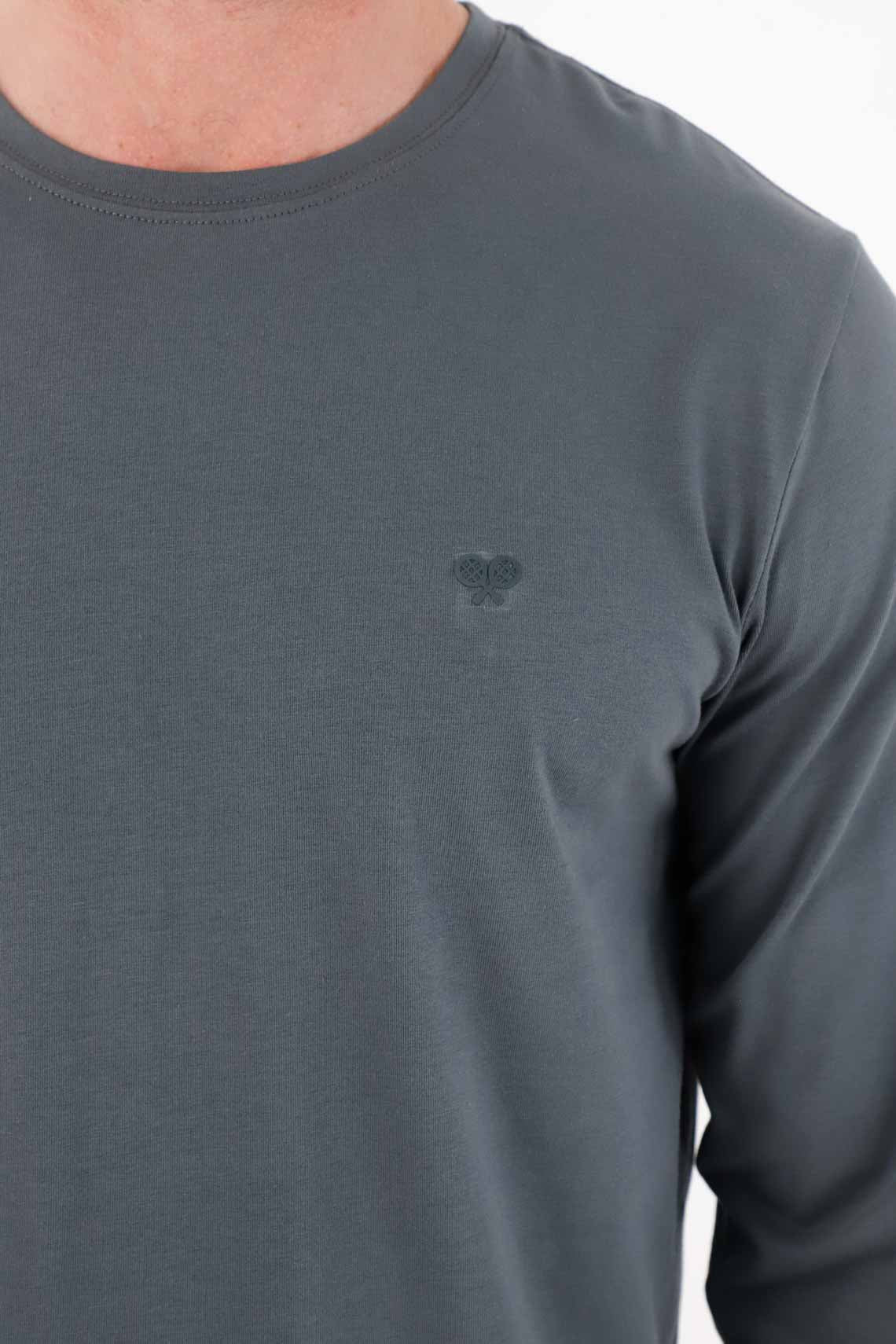 Long Sleeve Blue T-Shirt for Men - Image 2