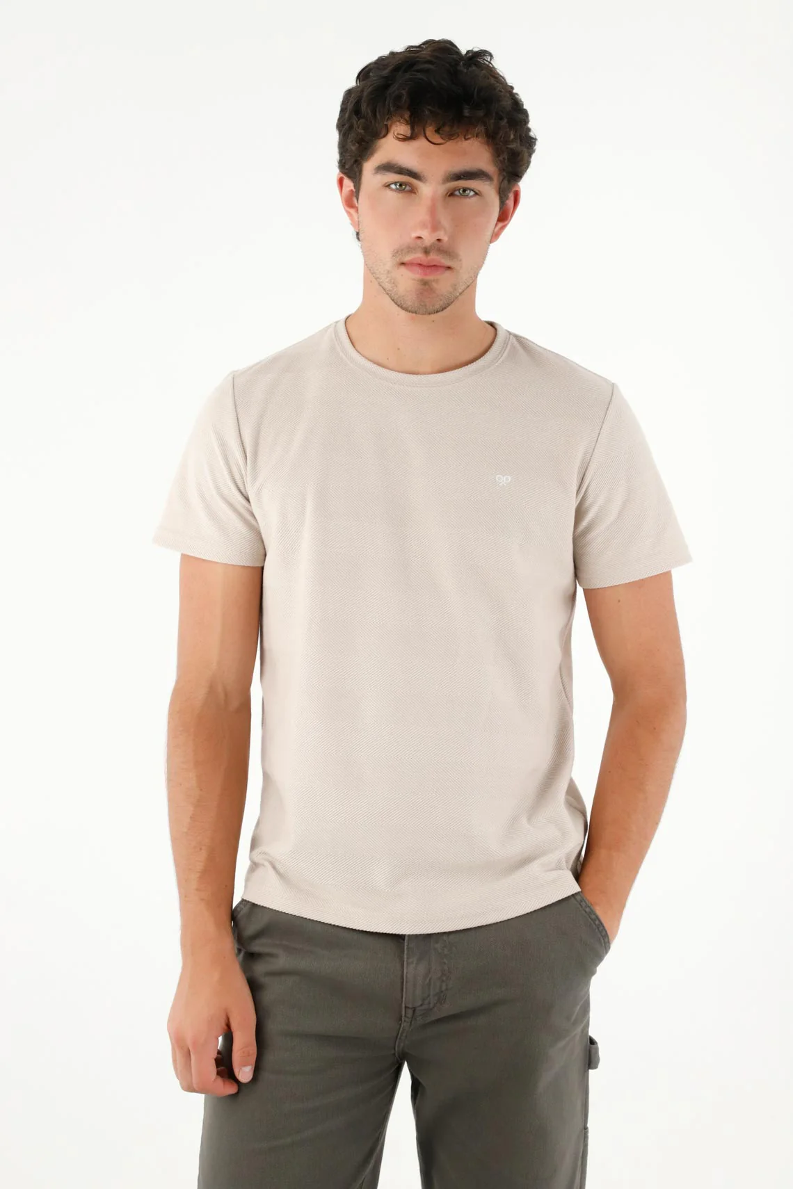 Basic T-Shirt with Brown Racket for Men