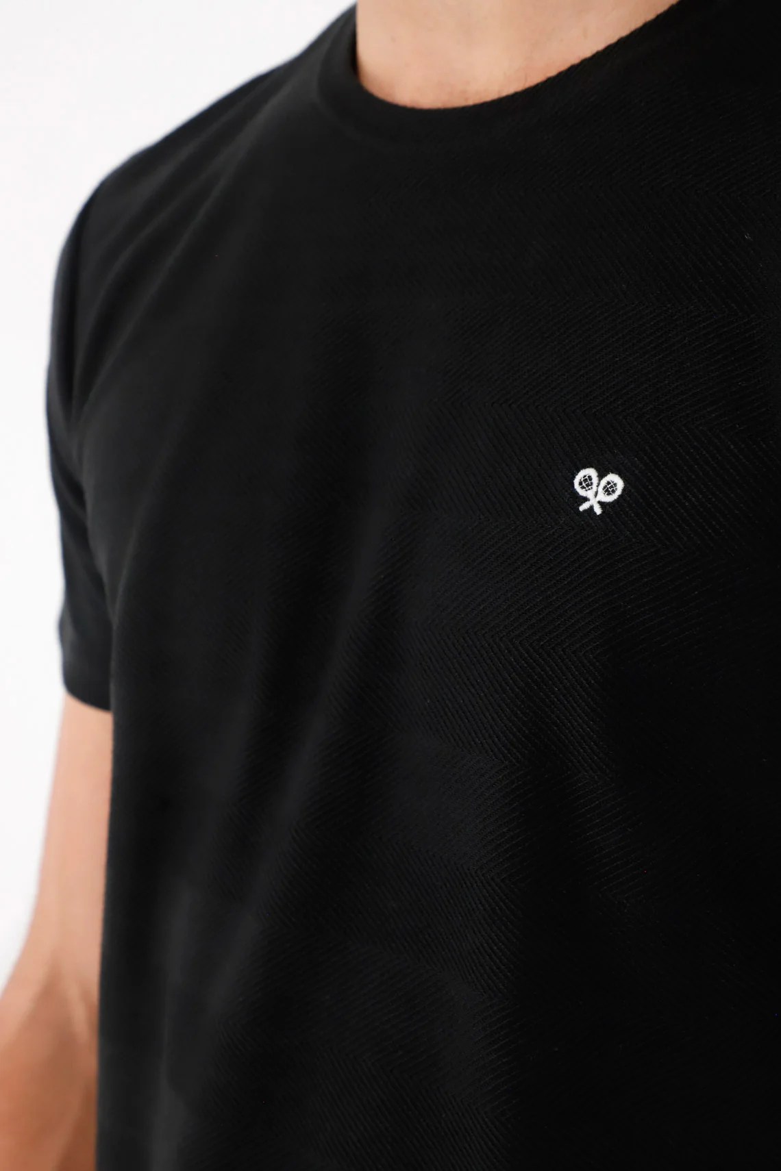 Basic T-Shirt with Black Racket for Men - Image 2