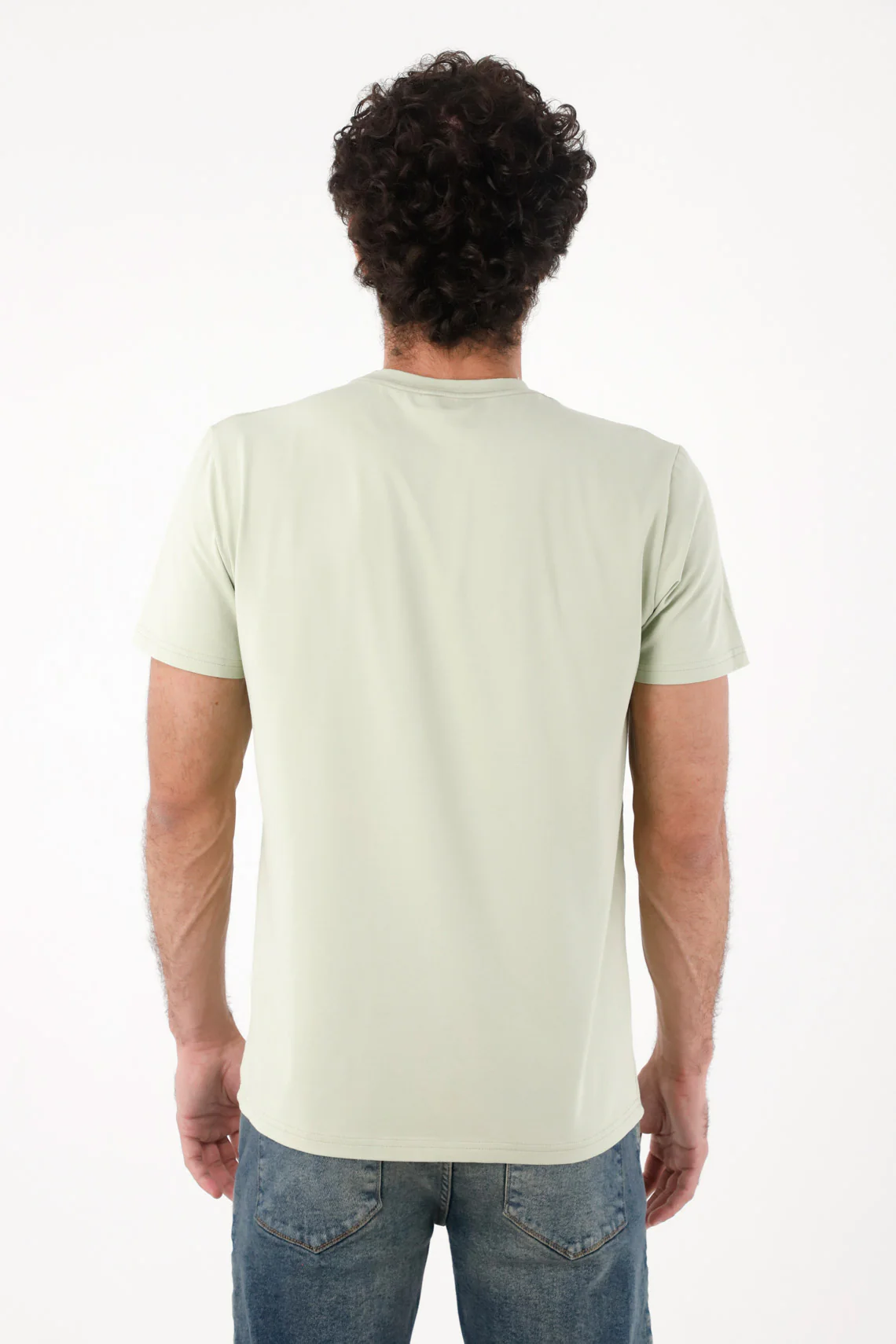 Men's Regular Fit Green Cotton T-Shirt with Mini Rackets on the Chest - Image 4