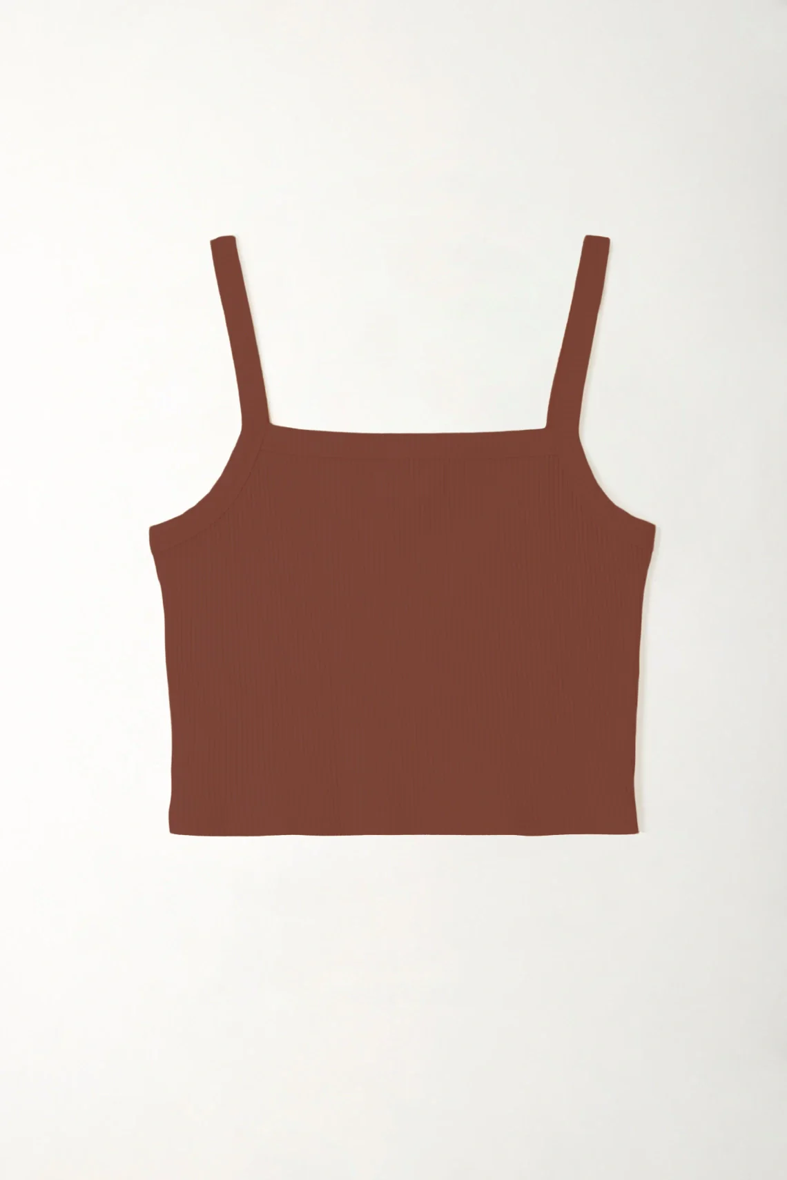 Brown Ribbed T-Shirt for Women - Image 3