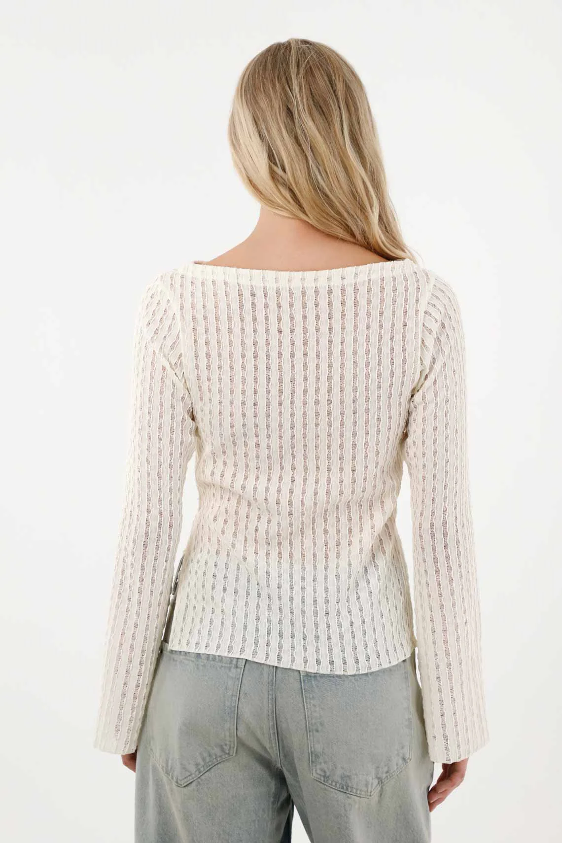 Long Sleeve Textured T-Shirt for Women - Image 4