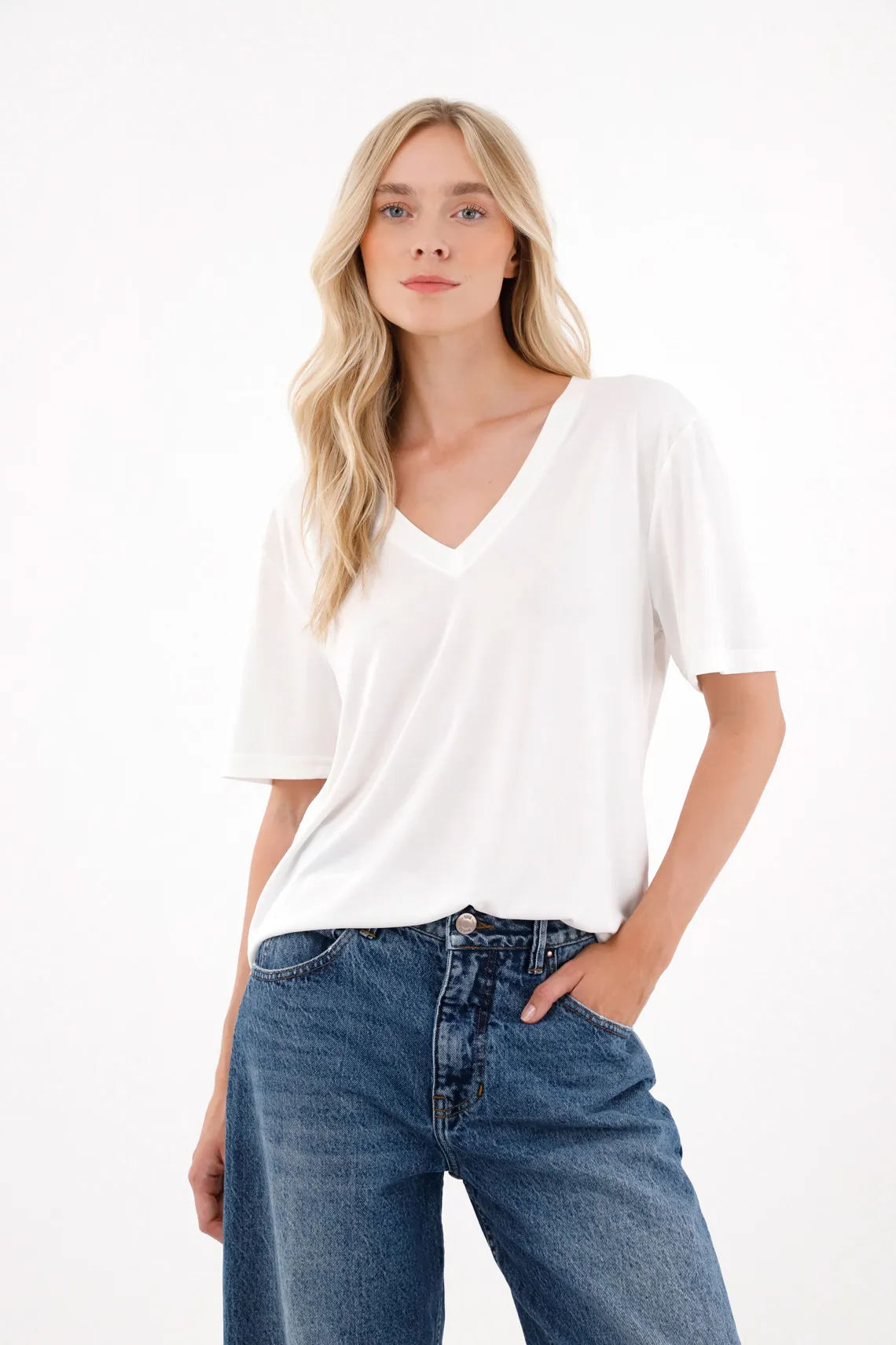Off-White V-Neck T-Shirt for Women