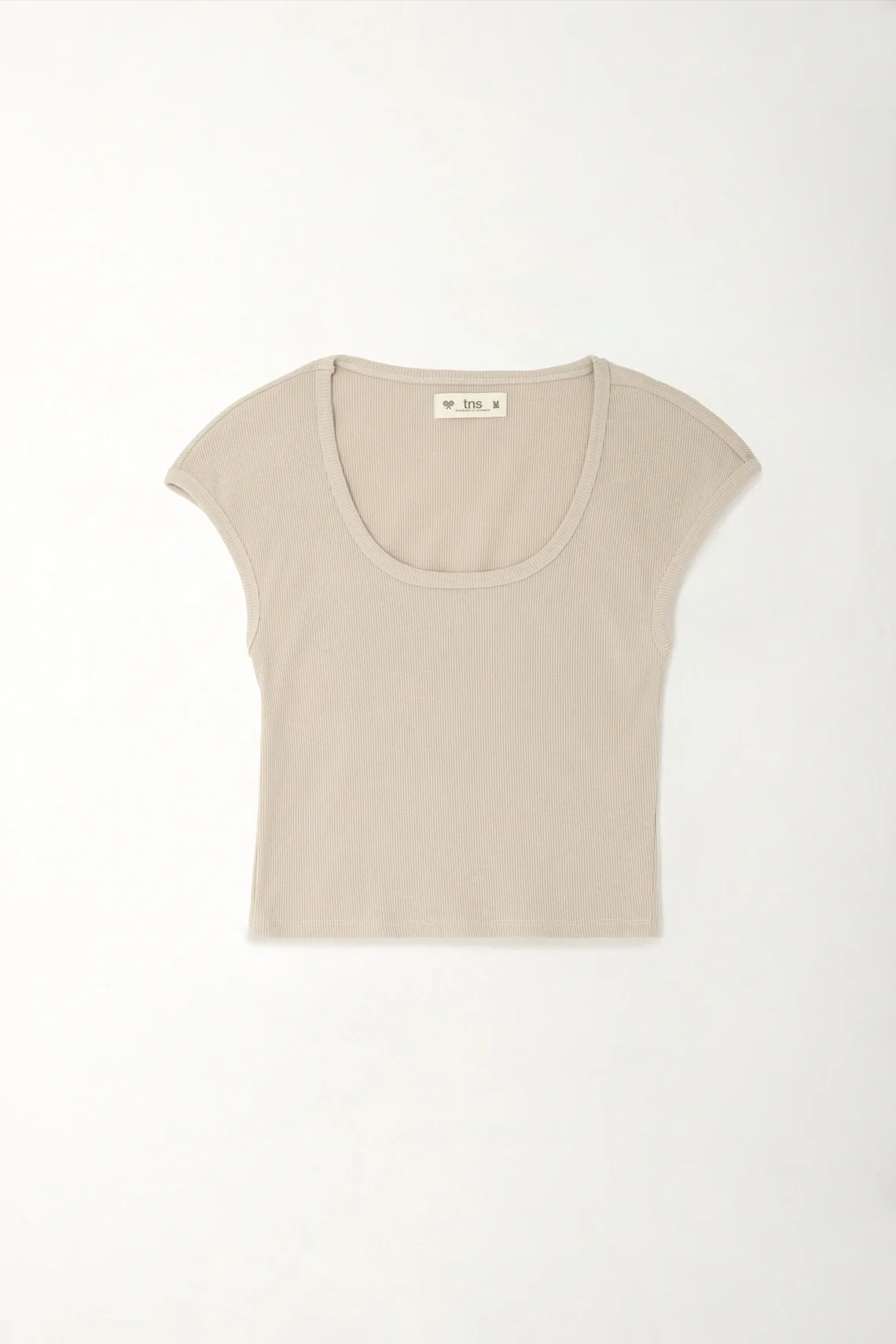 Deep V-Neck T-Shirt in Sand Rib for Women