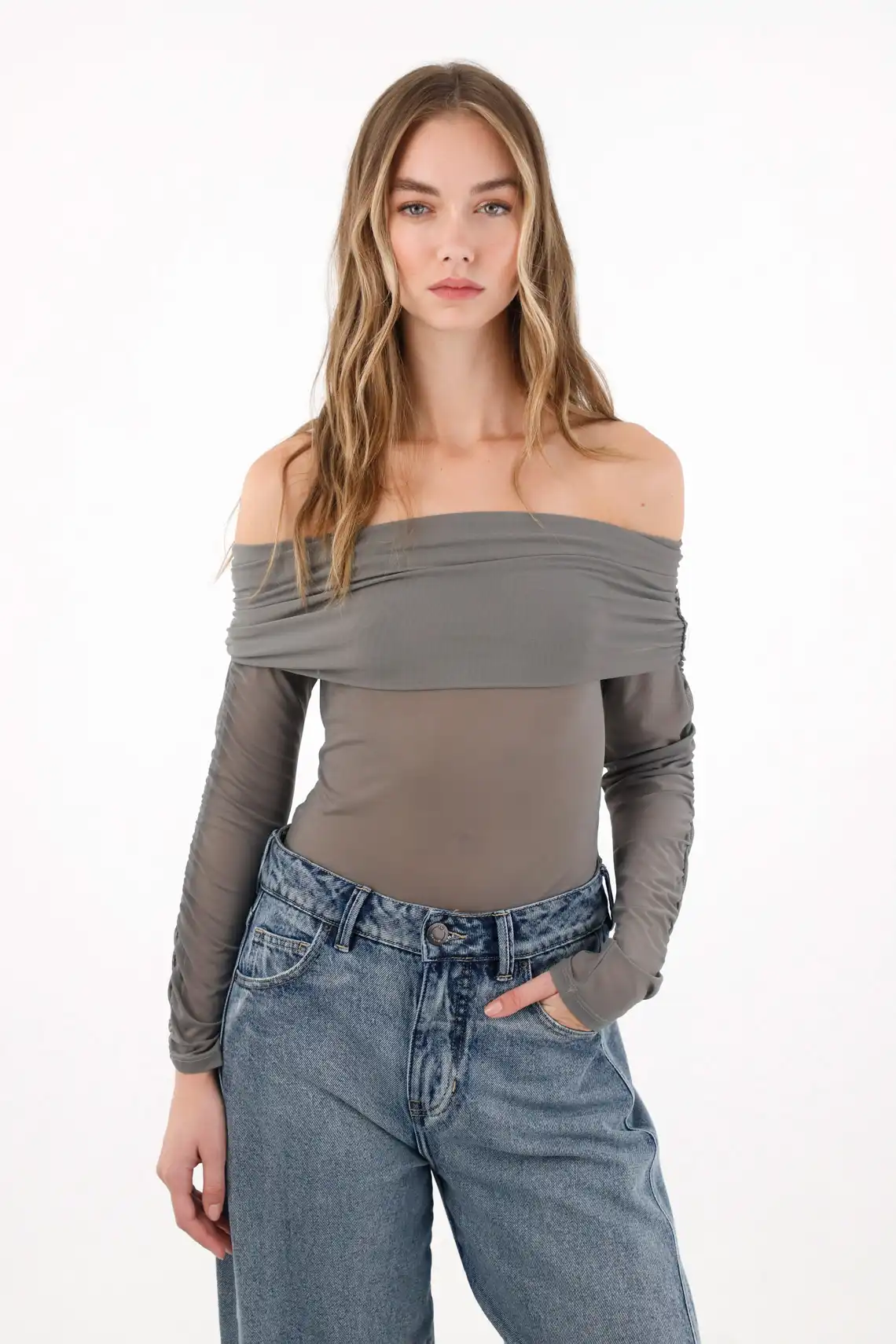 Long Sleeve Gray T-Shirt for Women