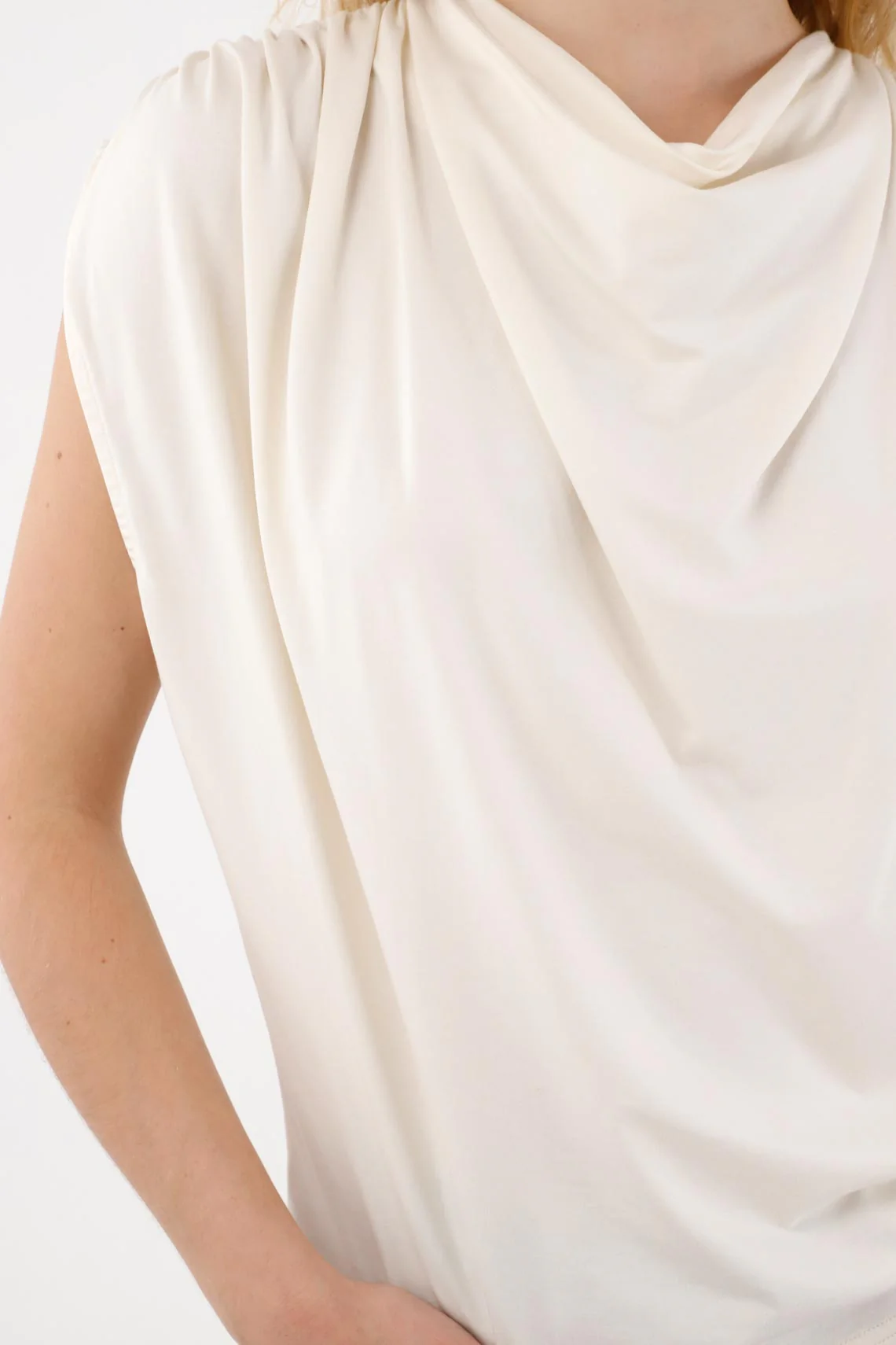 Off-White Draped T-Shirt for Women - Image 3