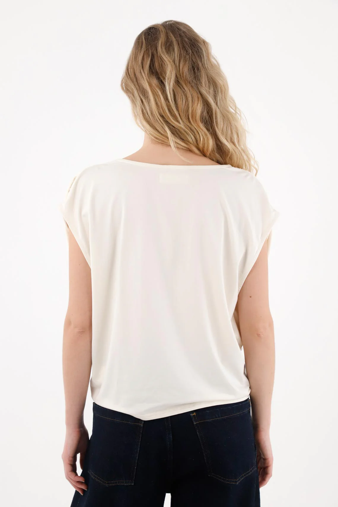 Off-White Draped T-Shirt for Women - Image 4