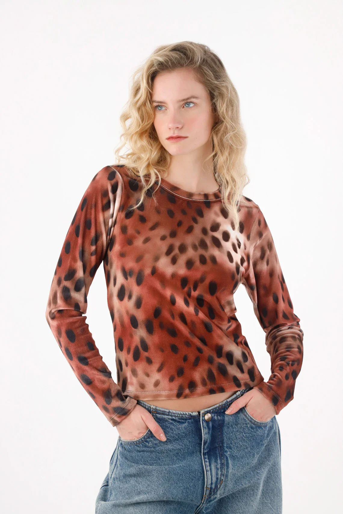 Boat Neck Brown T-Shirt for Women