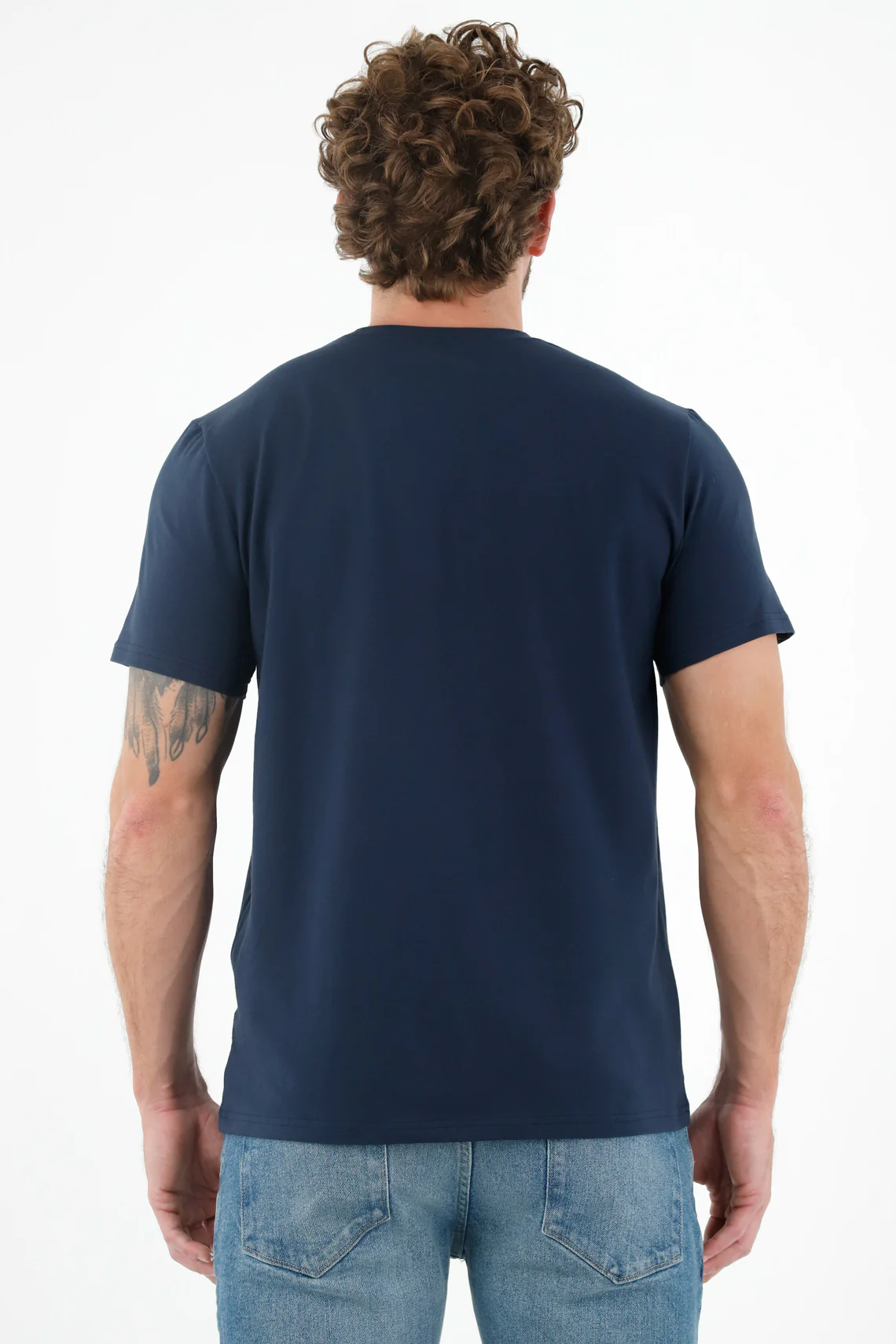 Men's Blue Crew Neck T-Shirt - Image 4