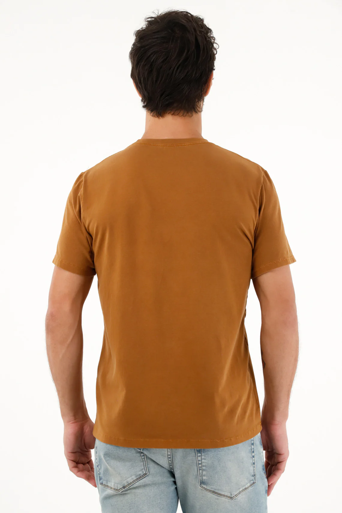 Men's Brown Stretch Fabric T-Shirt - Image 4