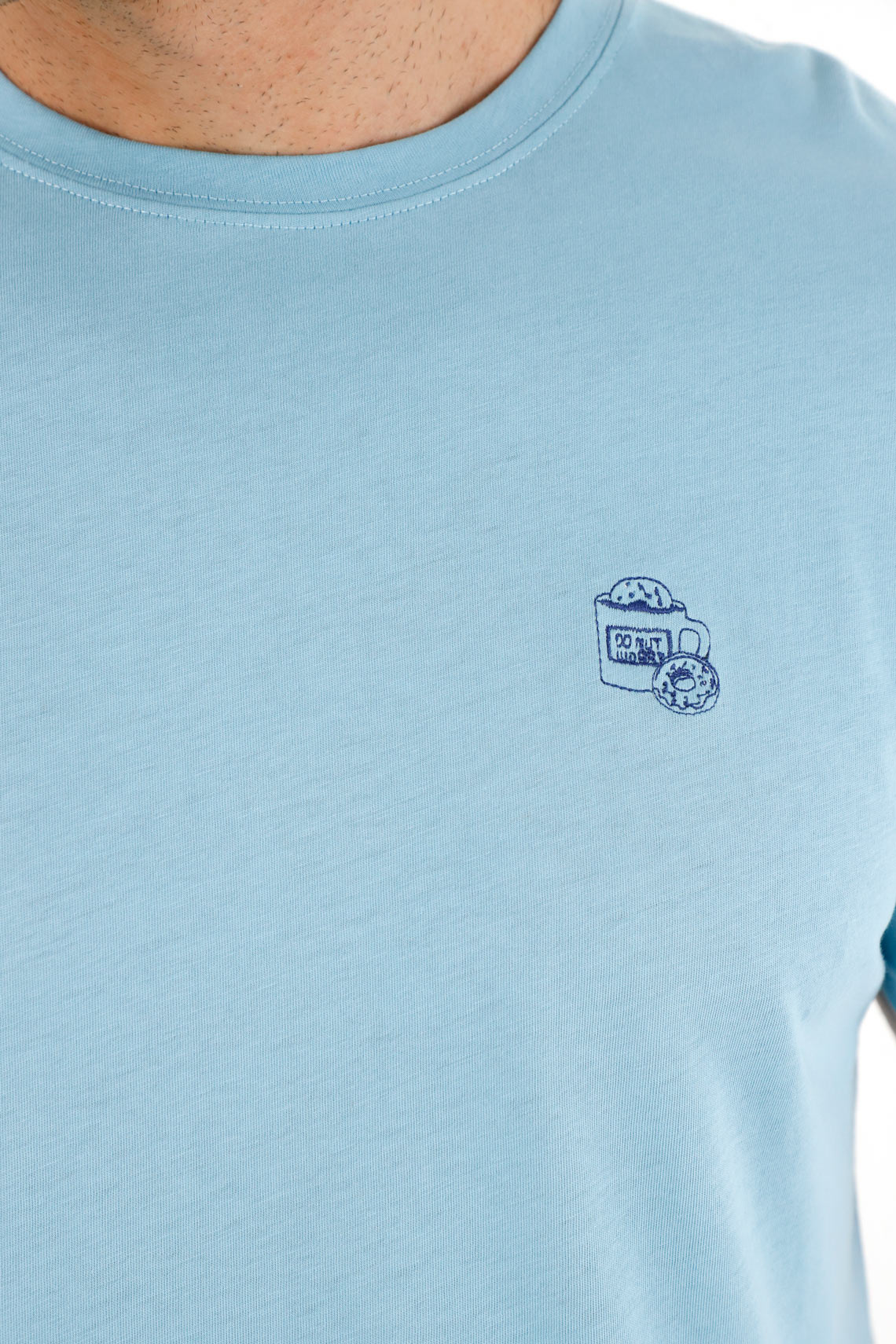 Men's Basic Printed Blue T-Shirt - Image 3
