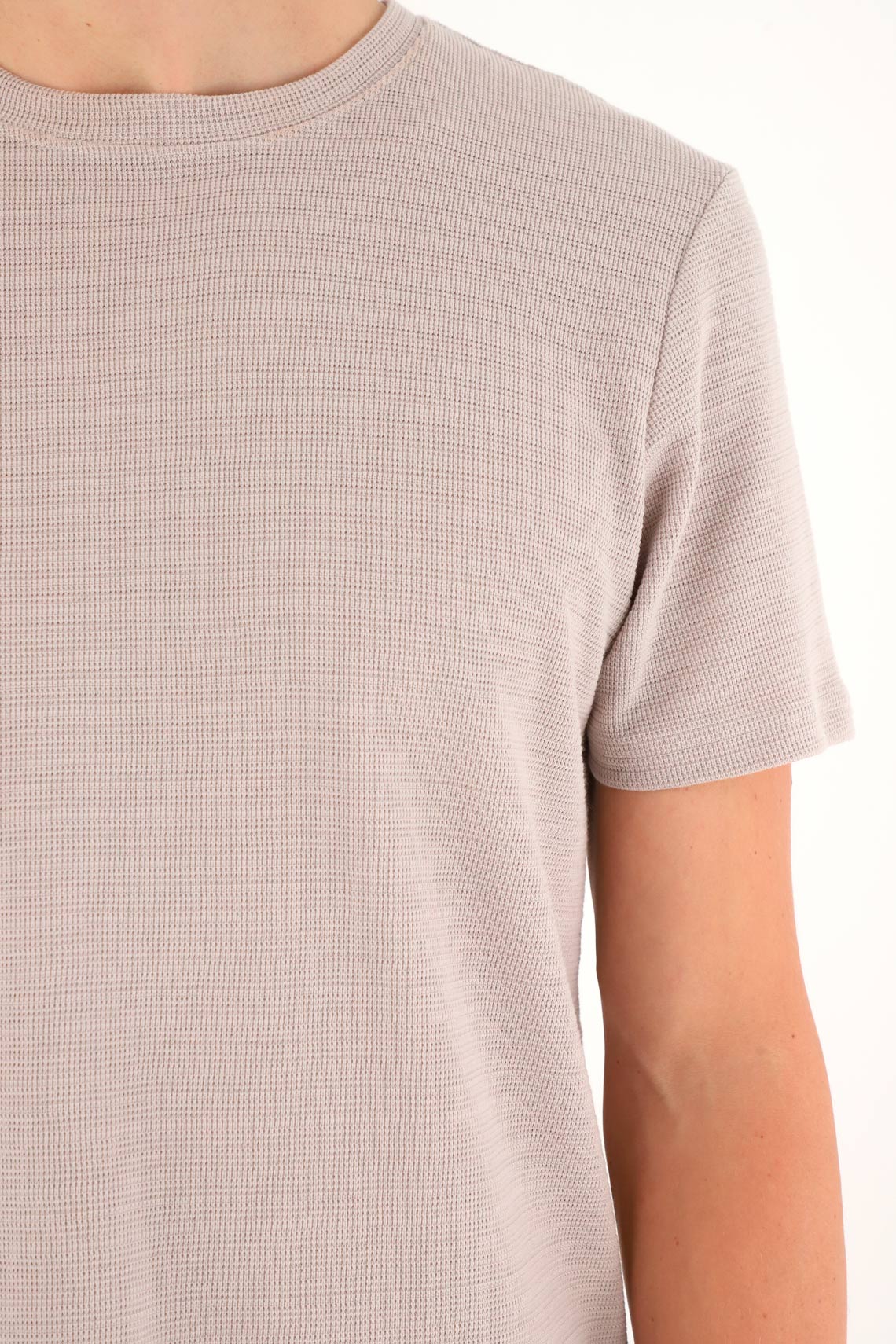 Men's Short Sleeve Textured Fabric Brown T-Shirt - Image 3