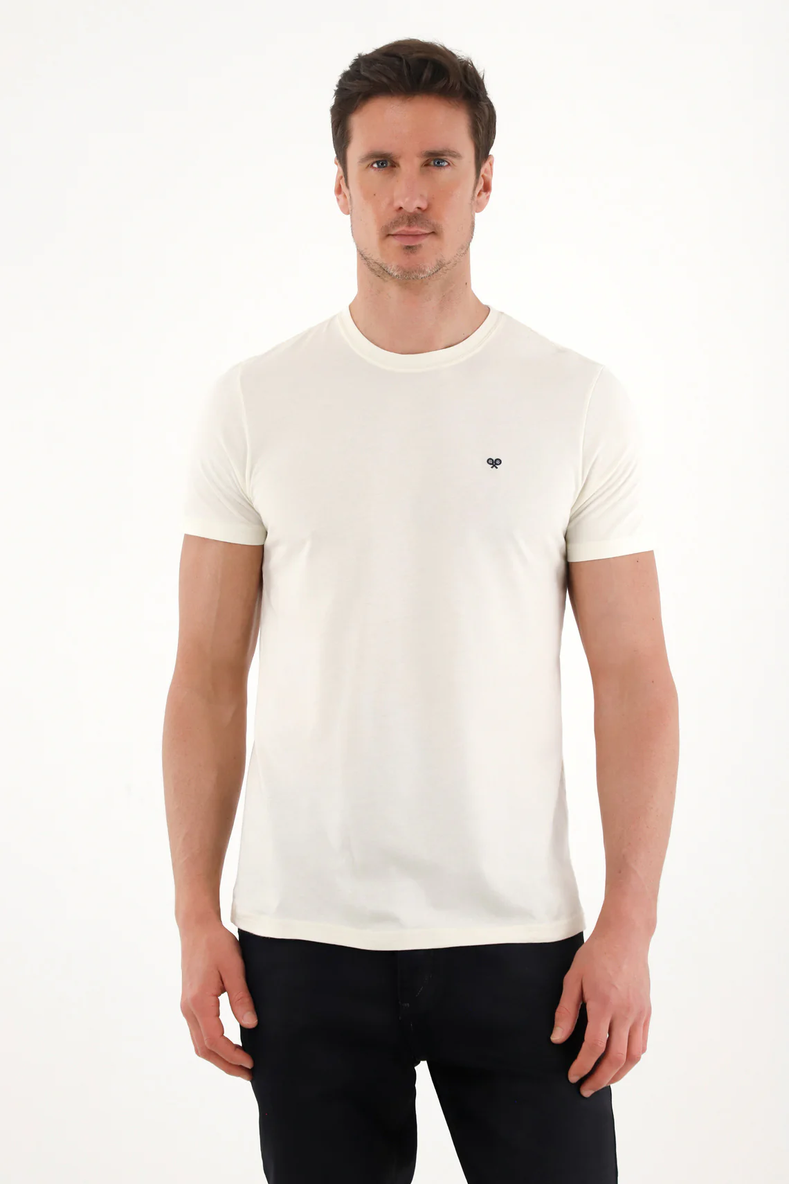 Men's Cream Round Neck Printed T-Shirt
