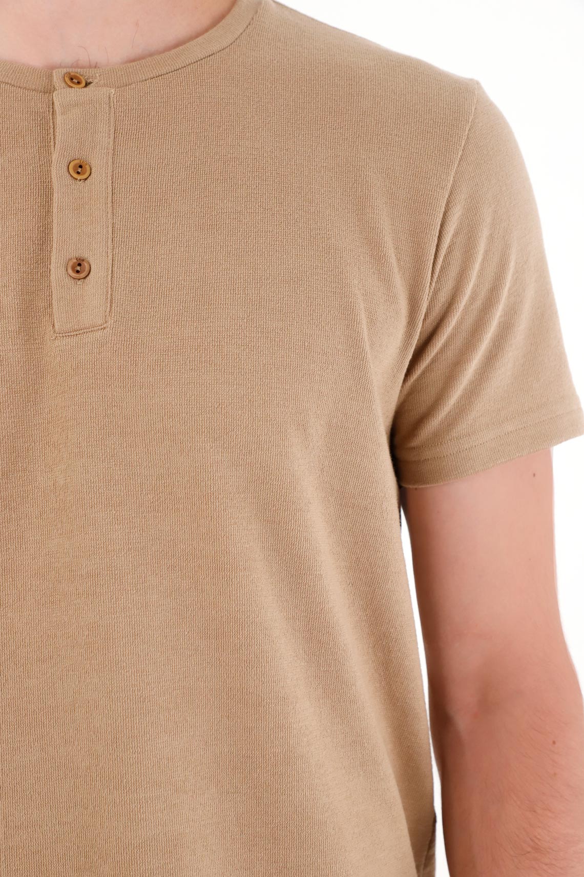 Men's Woven Fabric Brown T-Shirt - Image 2