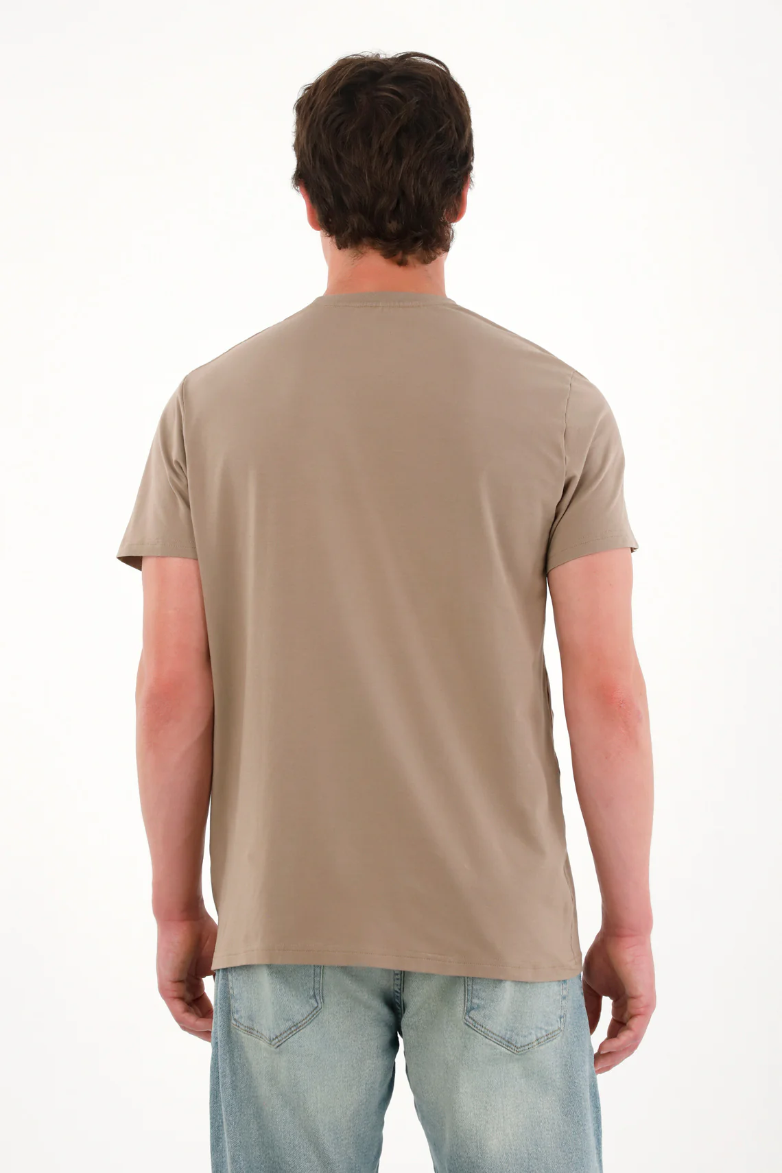 Basic Men's T-Shirt with Mini Print in Brown - Image 4
