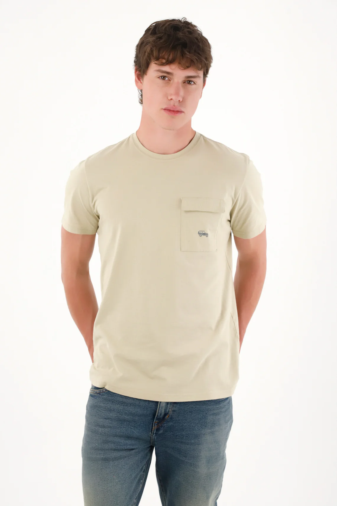 Men's Brown Pocket Tee with Heart Print