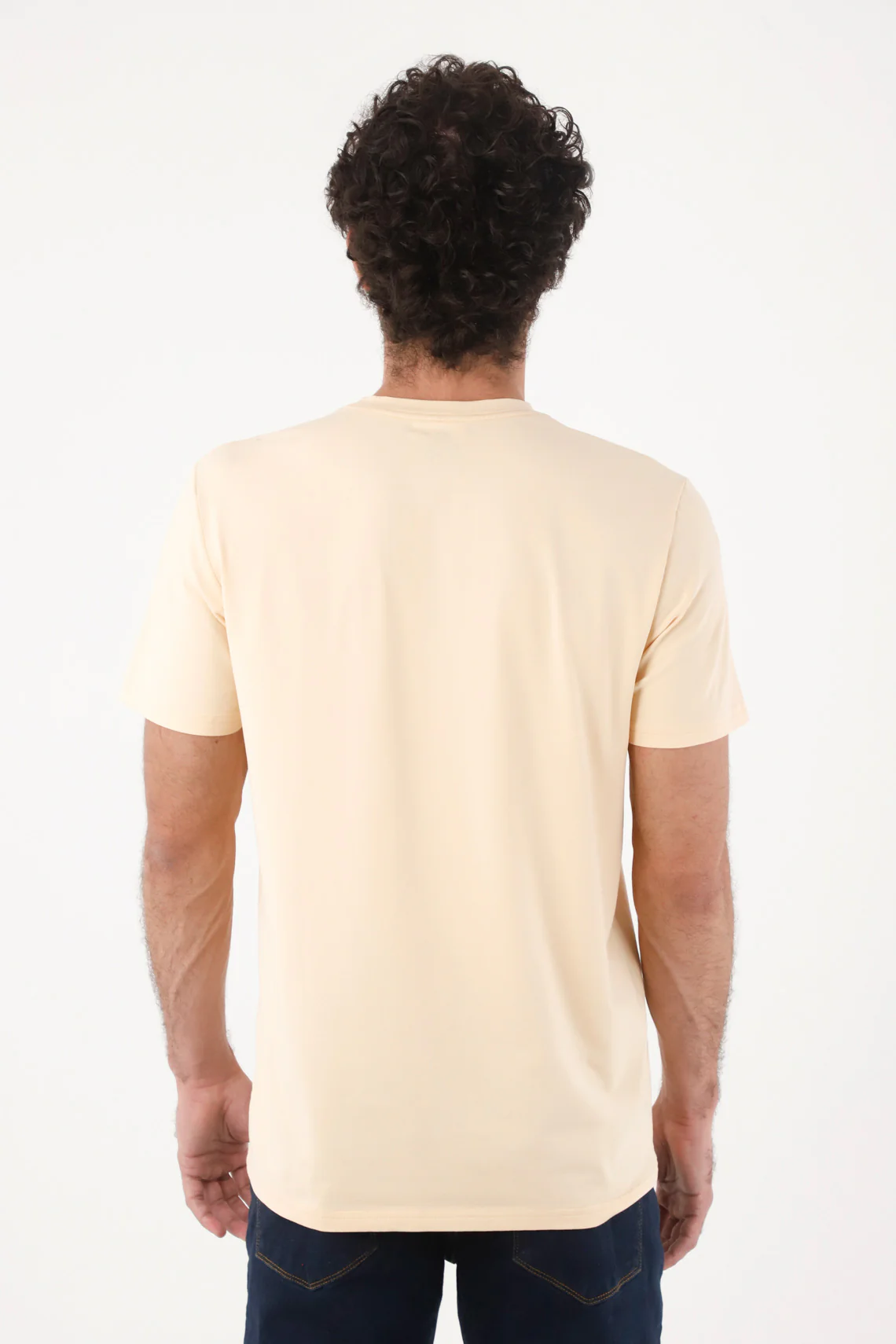 Light Beige Regular Fit Cotton T-Shirt for Men with Mini Rackets on the Chest - Image 4