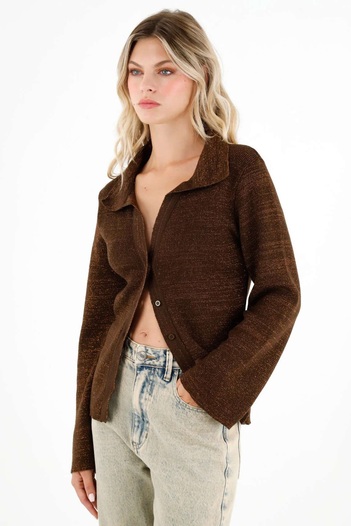 Women's Brown Knit Shirt - Image 2