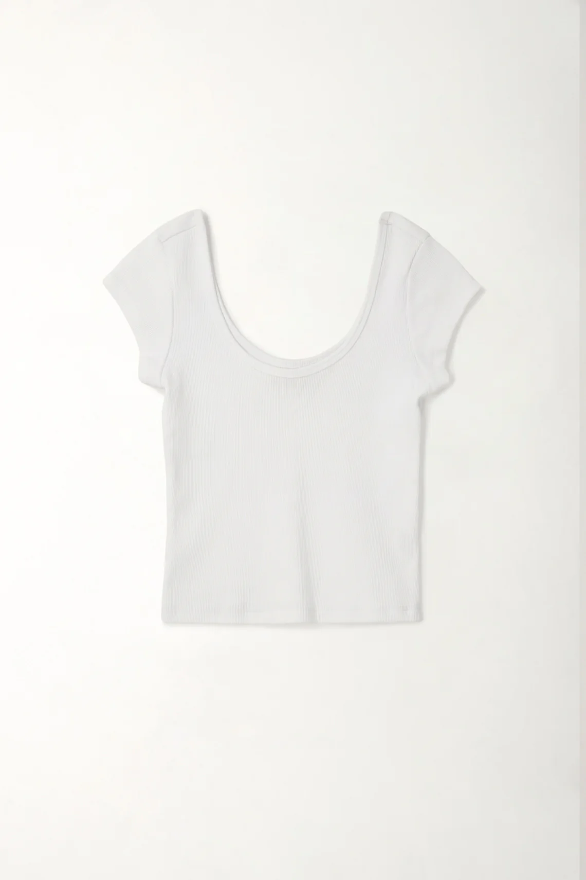 Women's Fitted White Ribbed T-Shirt