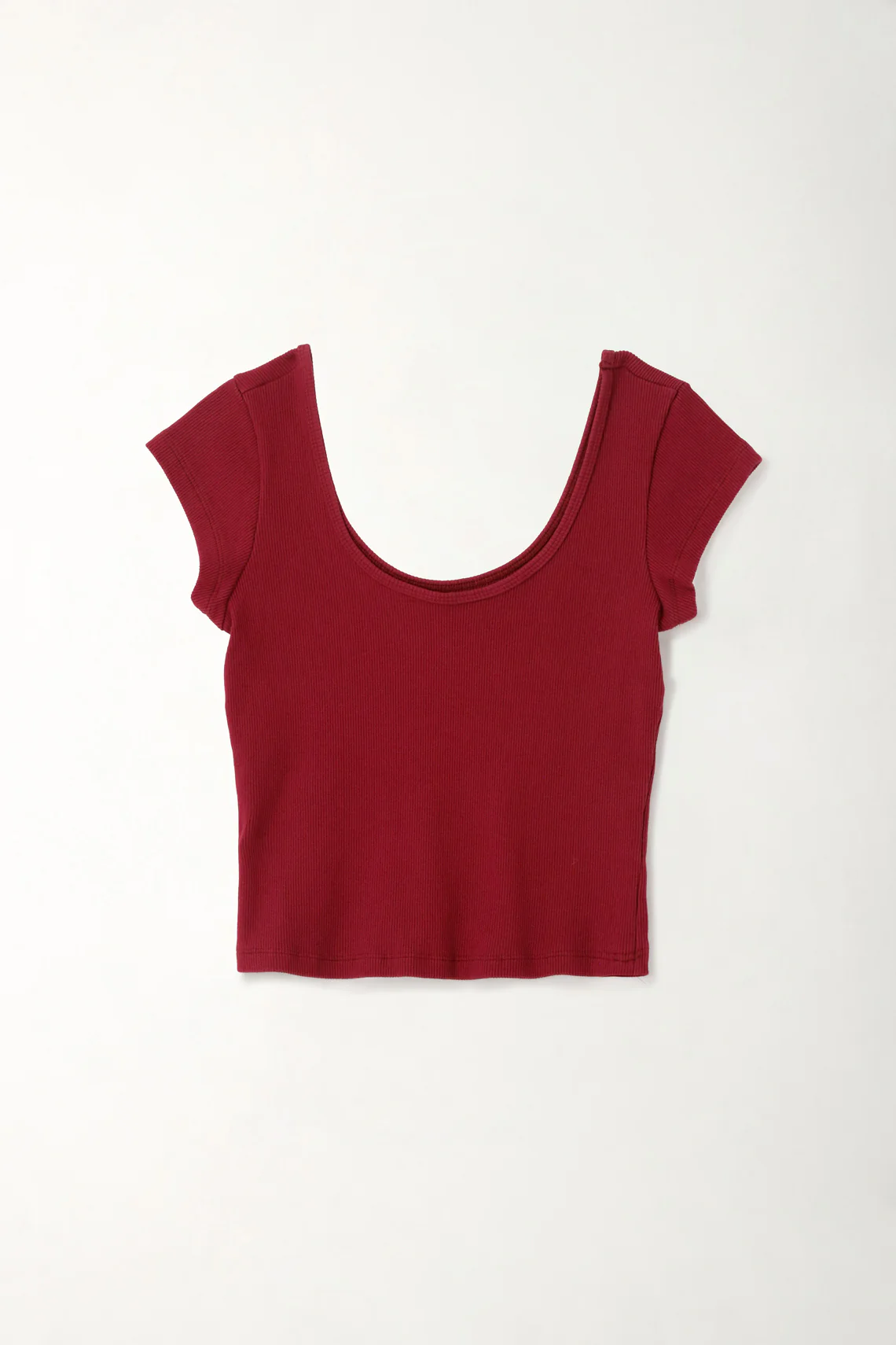 Women's Red Fitted Ribbed T-Shirt