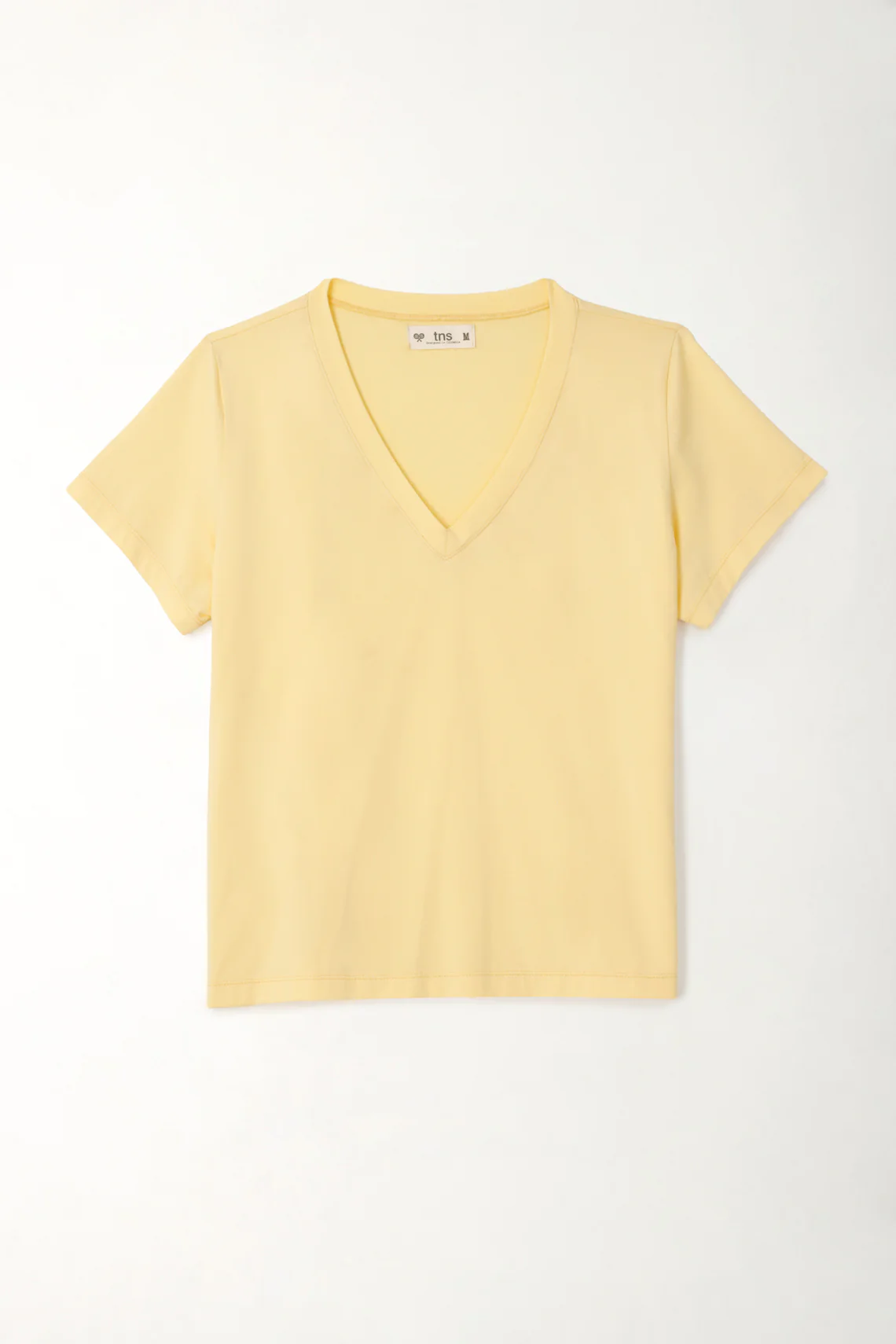 Women's Yellow V-Neck Basic T-Shirt - Image 2