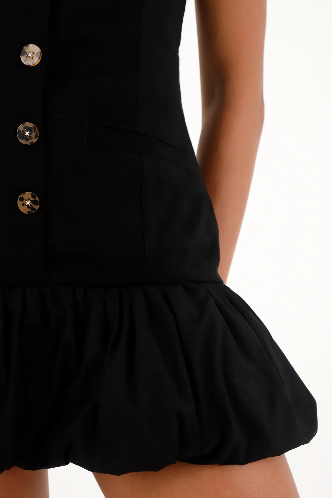 Women's short black dress with bubble skirt - Image 3
