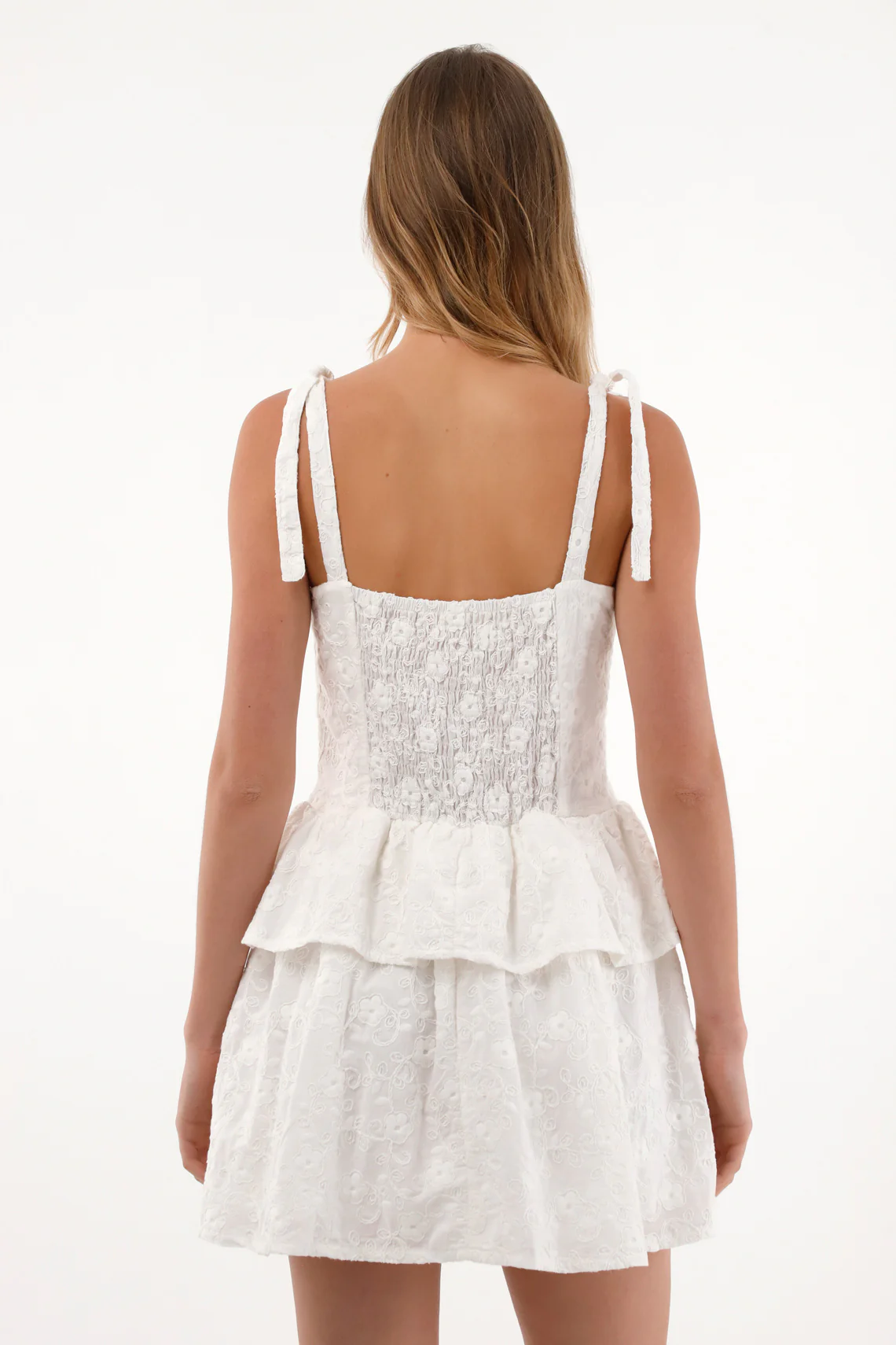 Women's Cream Short Dress with Ruffles - Image 5